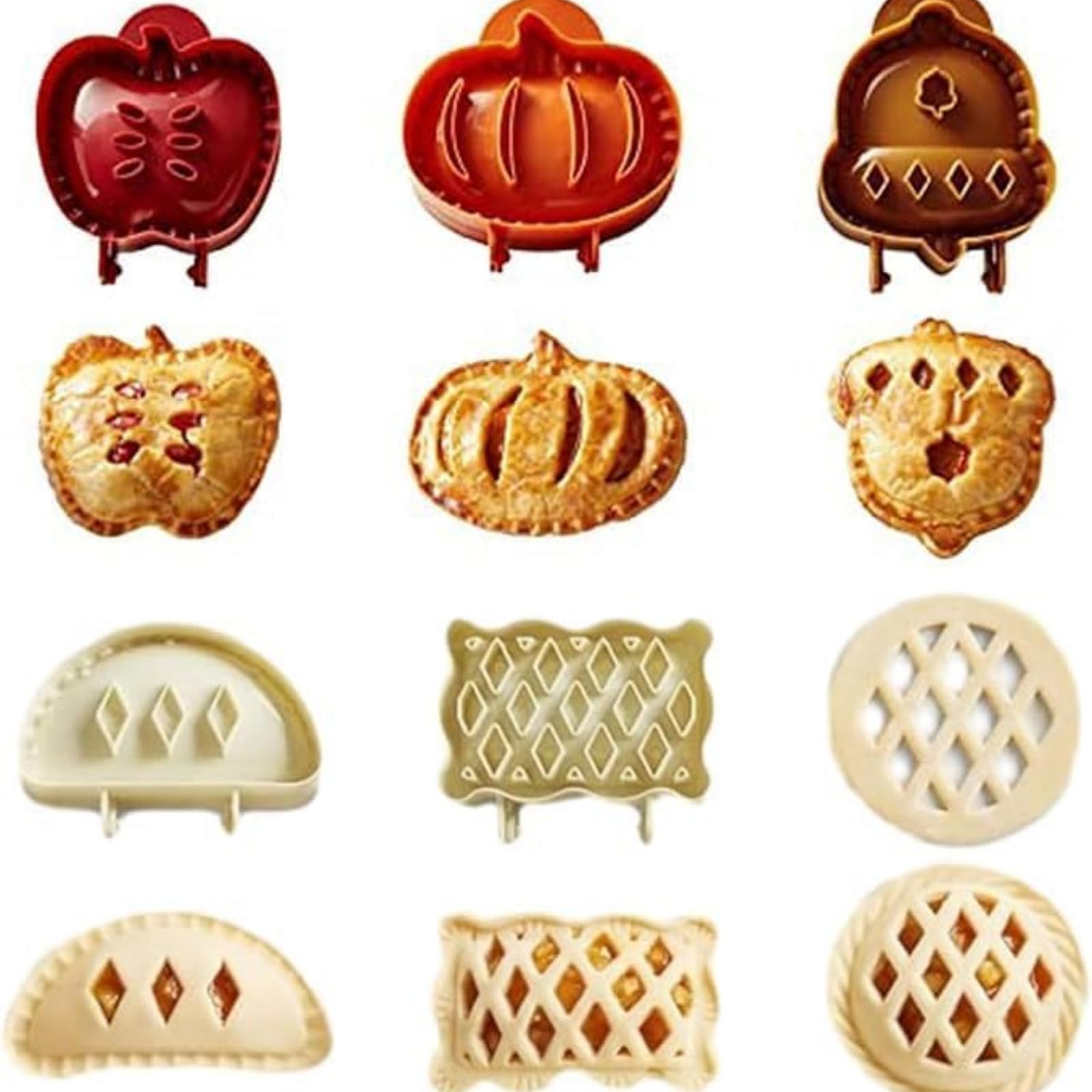 Mini Hand Pie Molds Set, Christmas Dough Press & Apple Pie Cutter (B+C)