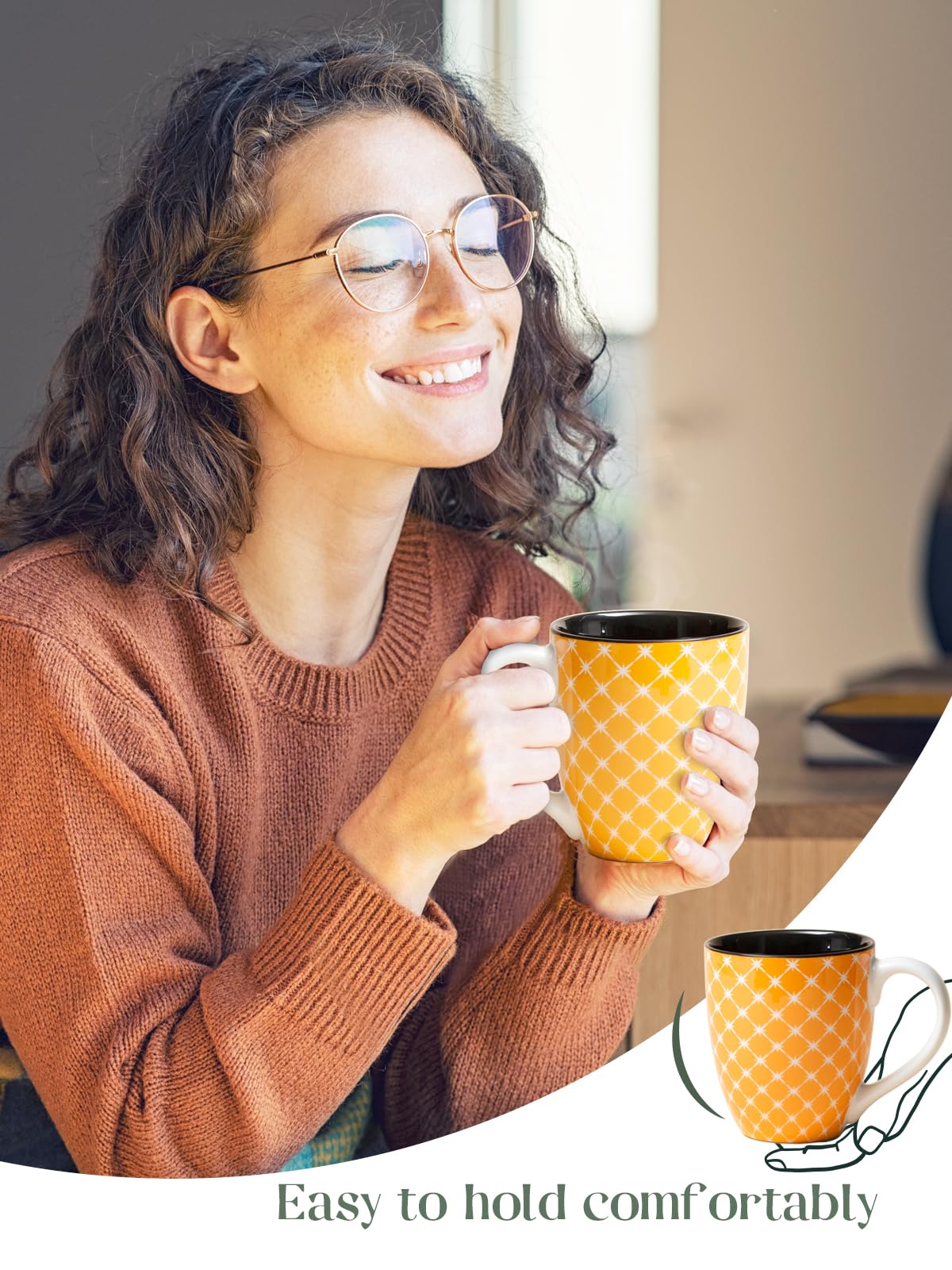 Dowan Coffee Mugs Set Of 6, 19 Oz Large Porcelain Mug, Ceramic Tea Cups With Handle For Men Women, Mug Gift Set, Housewarming We