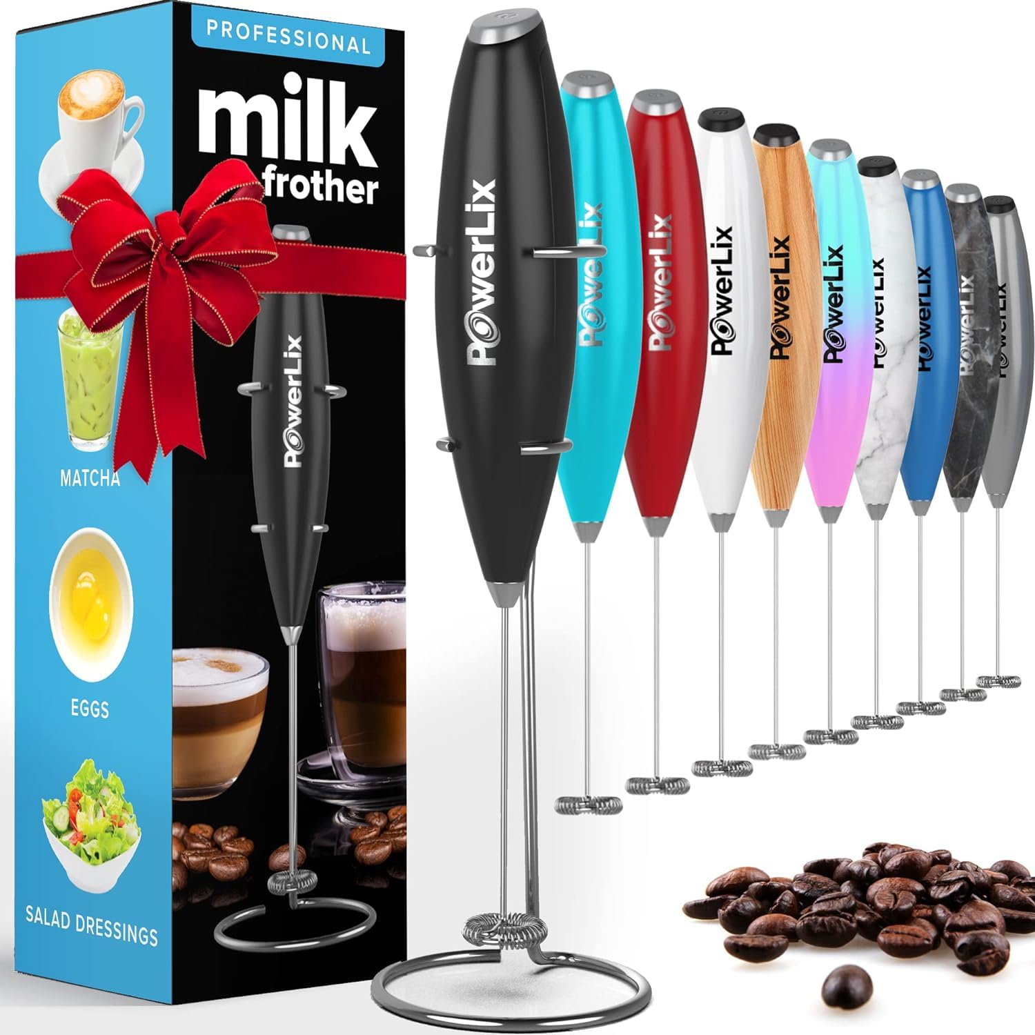 Powerlix Milk Frother Handheld Battery Operated Electric Foam Maker For Coffee, Latte, Cappuccino, Hot Chocolate, Durable Drink