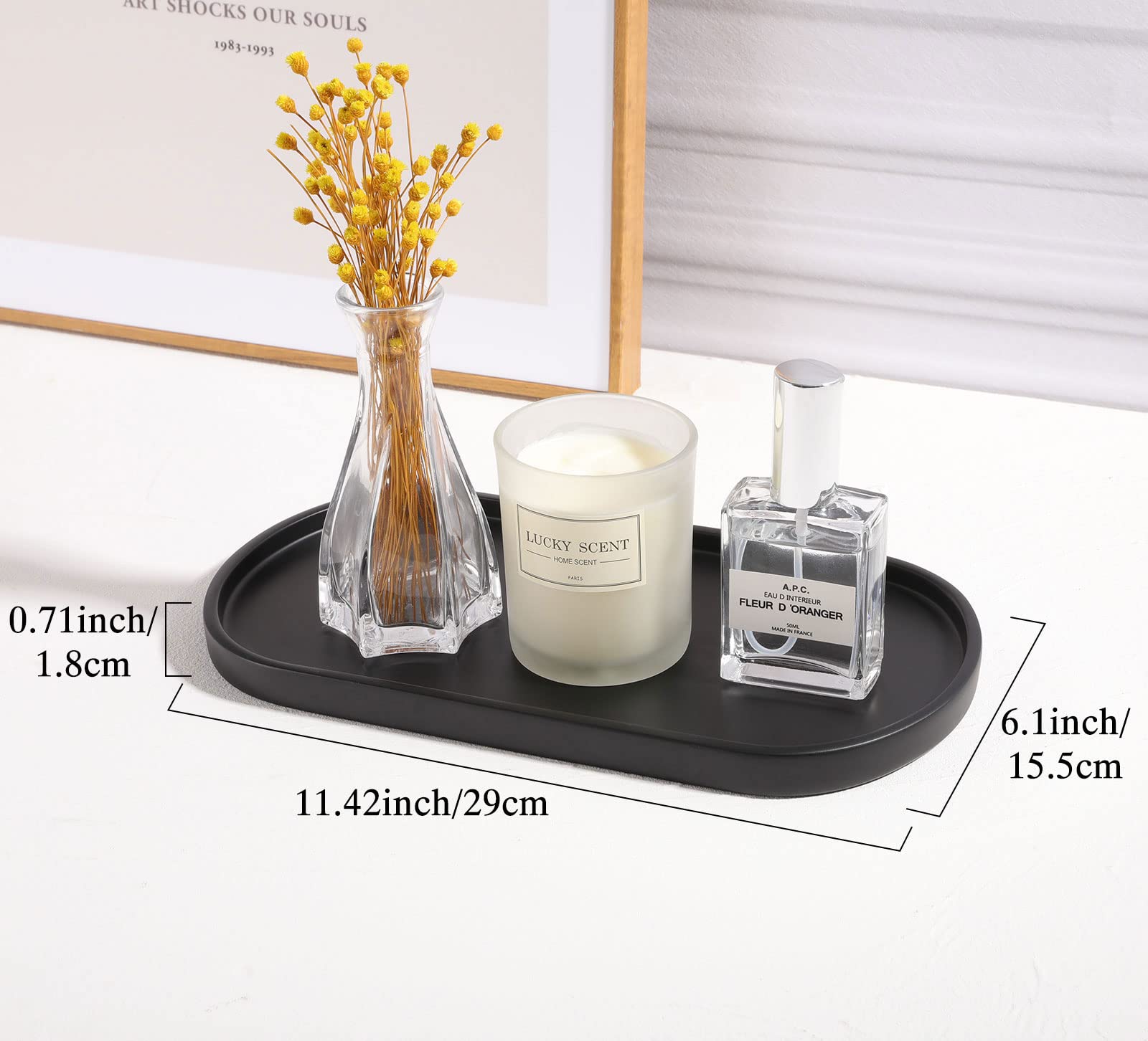 Luxspire Bathroom Vanity Tray, Oval Soap Dispenser Tray Kitchen Counter Trays, Handmade Resin Bathroom Tray For Counter, Toilet