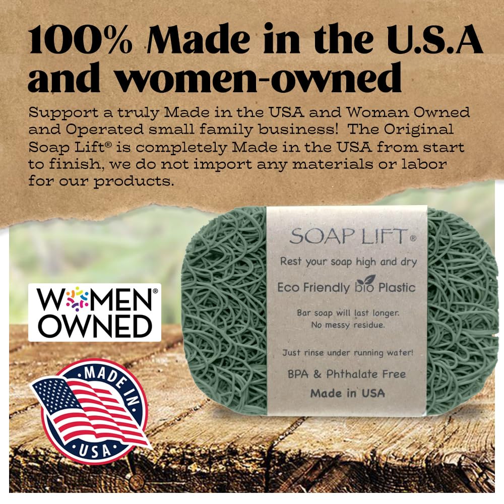 Soap Lift Soap Saver Set - Soap Dish For Shower, Spa, Bathroom Sink - Bar Soap Holder & Soap Tray For Shampoo Bar (2-Pack, Sage)