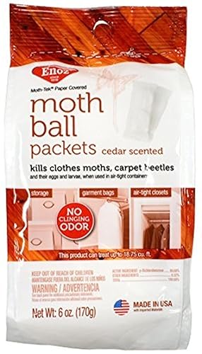 Enoz Moth Ball Packets - Ceder Scented Kills Clothes Moths, Carpet Beetles, And Eggs And Larvae