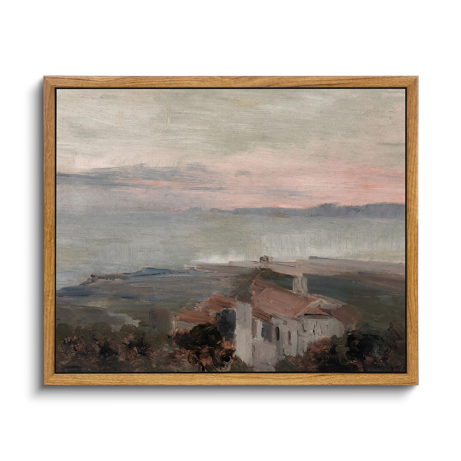 Insimsea Framed Wall Art For Living Room Vintage Decor Wall Art Coastal Town Landscape Wall Art Rustic Farmhouse Wall Decor Canv