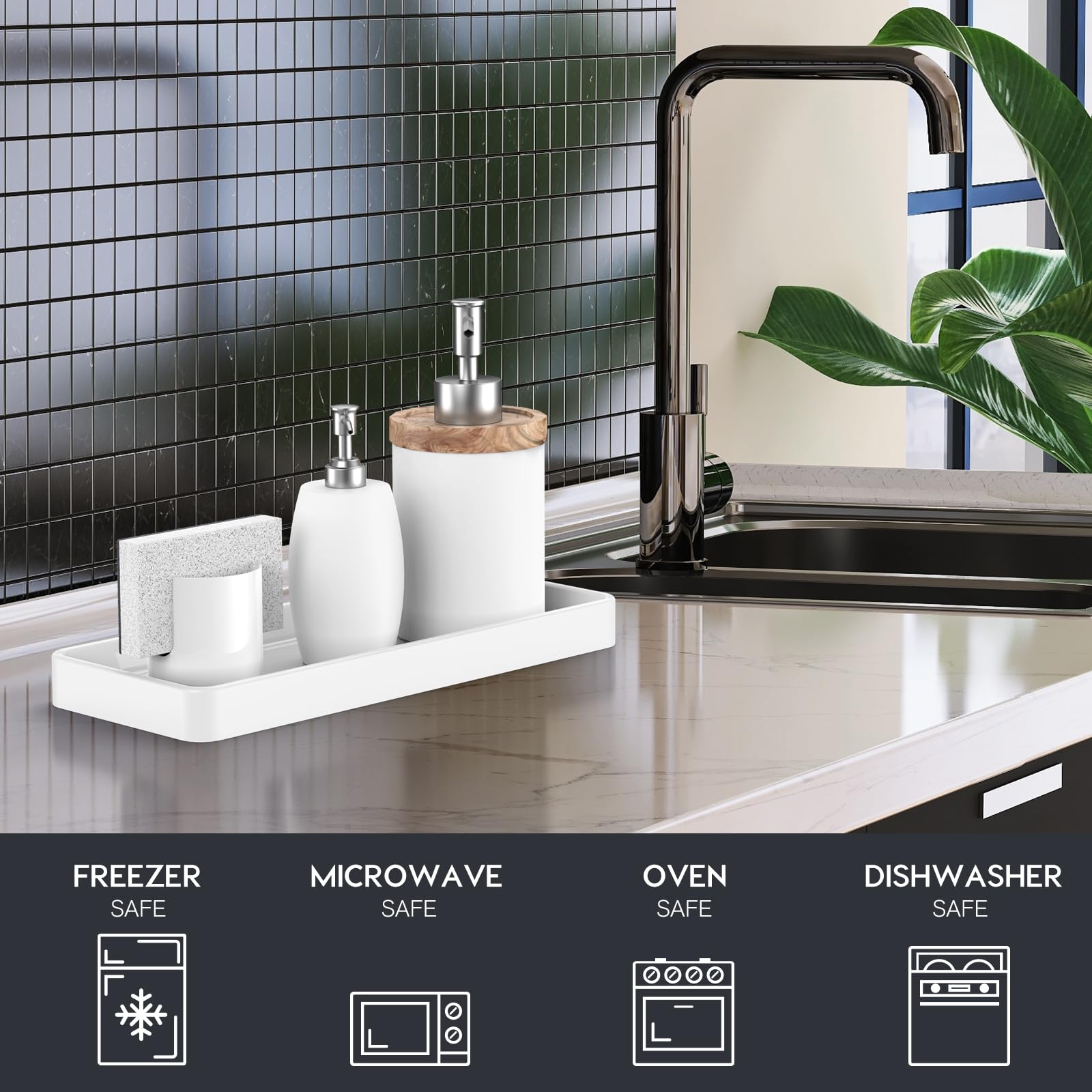 Gurygo 12'' Countertop And Vanity Tray - Kitchen Tray For Soap Bottles - Rectangular Vanity Tray For Bathroom - Vanity Trays For