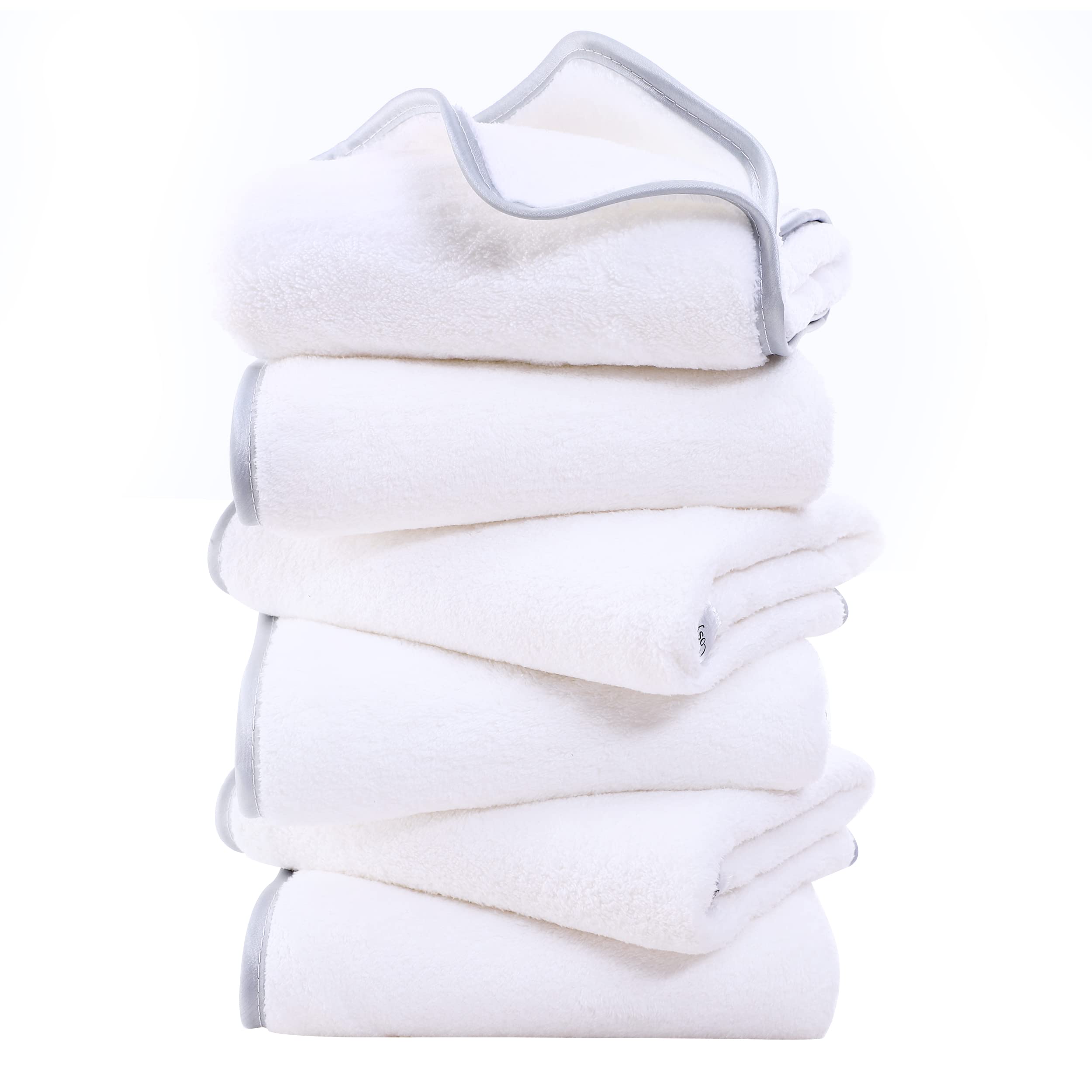 Cosy Family Ultra Soft Microfiber Absorbent Hand Towel Set Of 6 - Silk Hemming Towels For Bathroom - Quick Drying - Perfect For