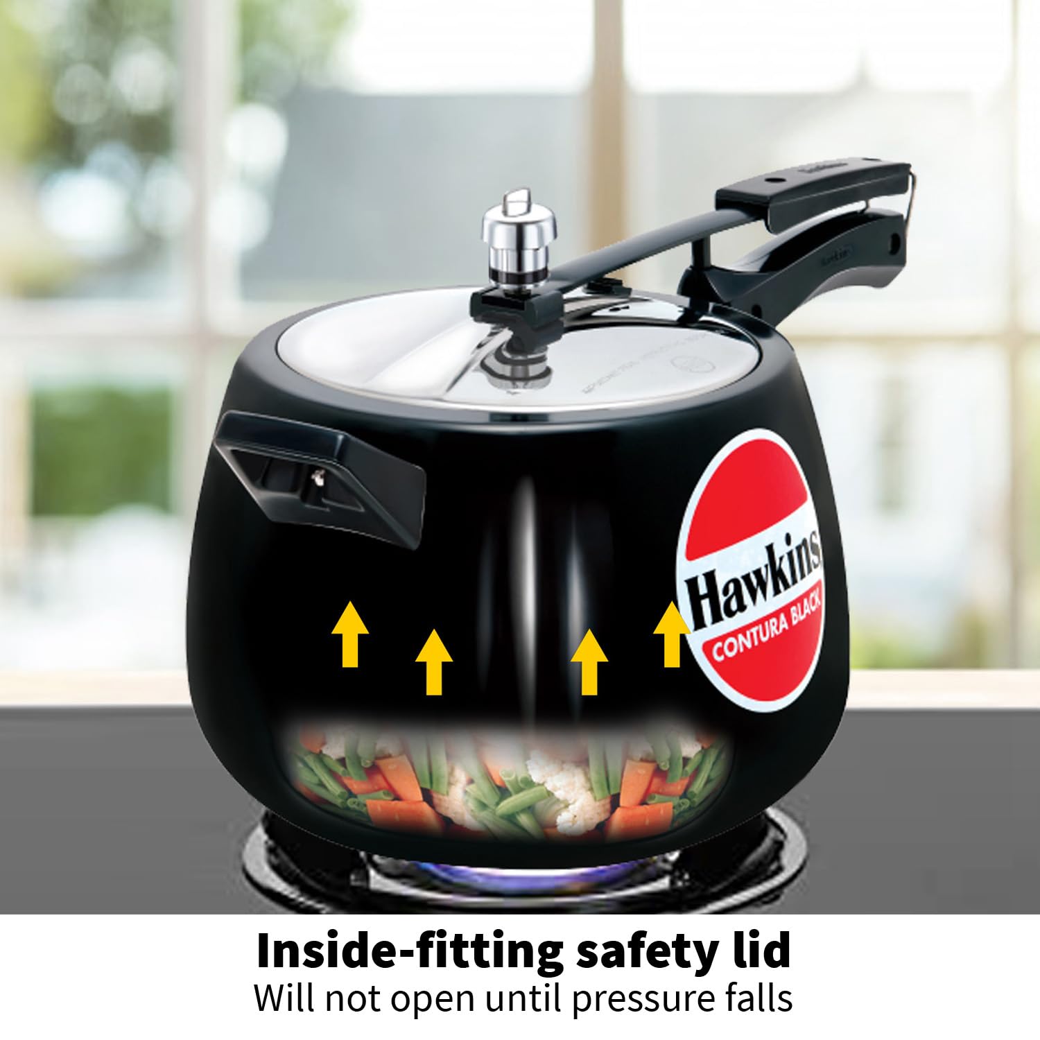 Hawkins CB65 Hard Anodised Pressure Cooker, 6.5-Liter, Contura Black