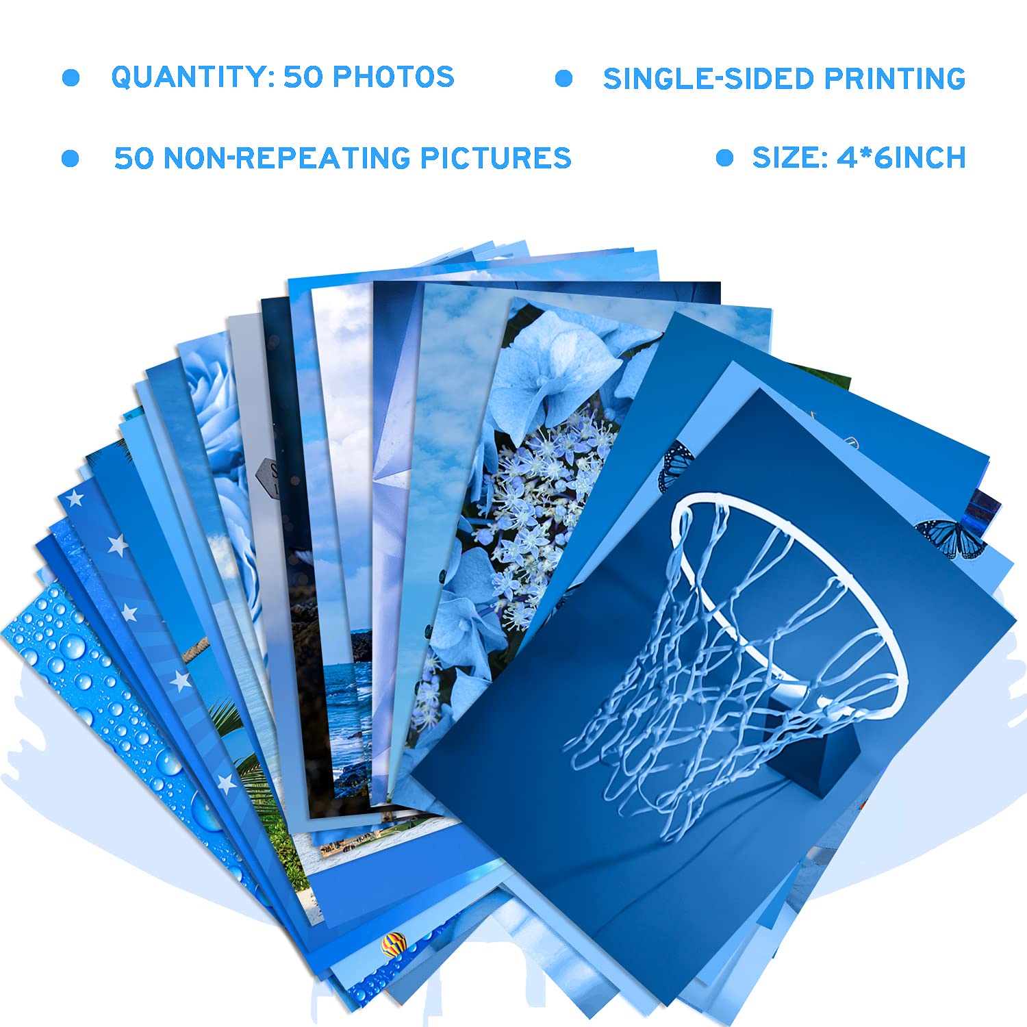 WOONKIT Blue Wall Collage Kit Aesthetic Pictures  Room Decor for Teen Girls  Blue Wall Room Bedroom Dorm Decor  Blue Wall Posters Prints  Photo Collage Kit  Trendy Teen  50pcs 4x6 inch