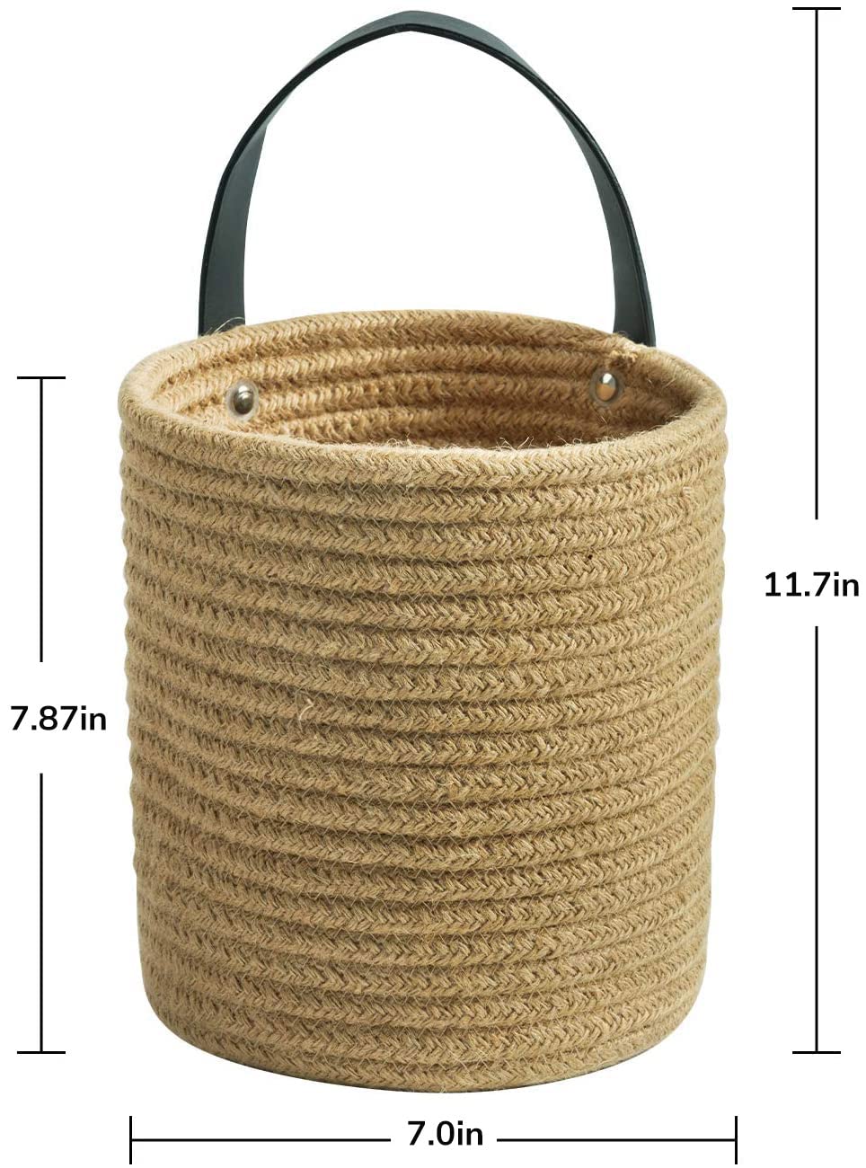Goodpick 2Pack Jute Hanging Basket - Small Woven Fern Hanging Rope Basket Flower Plants Wall Basket Decor Set Boho, 7.87 X 7 X 1