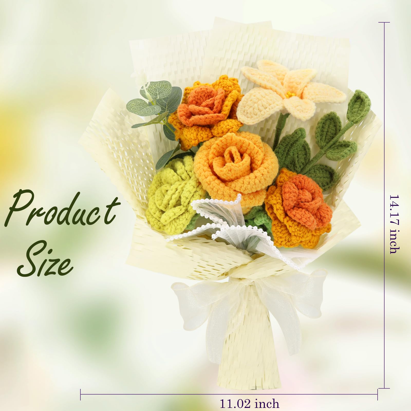 Marvogo Handmade Crochet Sunflowers Rose Daisy as a Gift for Lover, Family,Friends. Crochet Bouquet, Crocheted Yarn Flowers, Art