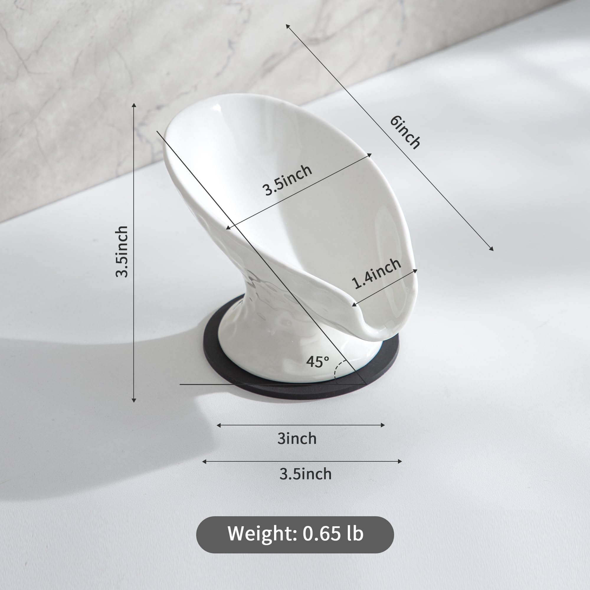 Self Draining Soap Dish,Soap Dish For Shower,White Ceramic Soap Holder For Bathroom Kitchen Shower Keeps Soap Dry, Easy To Clean
