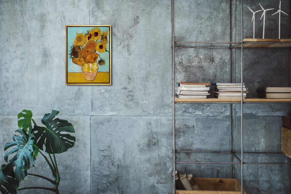 Wieco Art Framed Wall Art Canvas Prints Of Sunflower By Vincent Van Gogh Paintings Reproduction Abstract Wall Decorations For Li