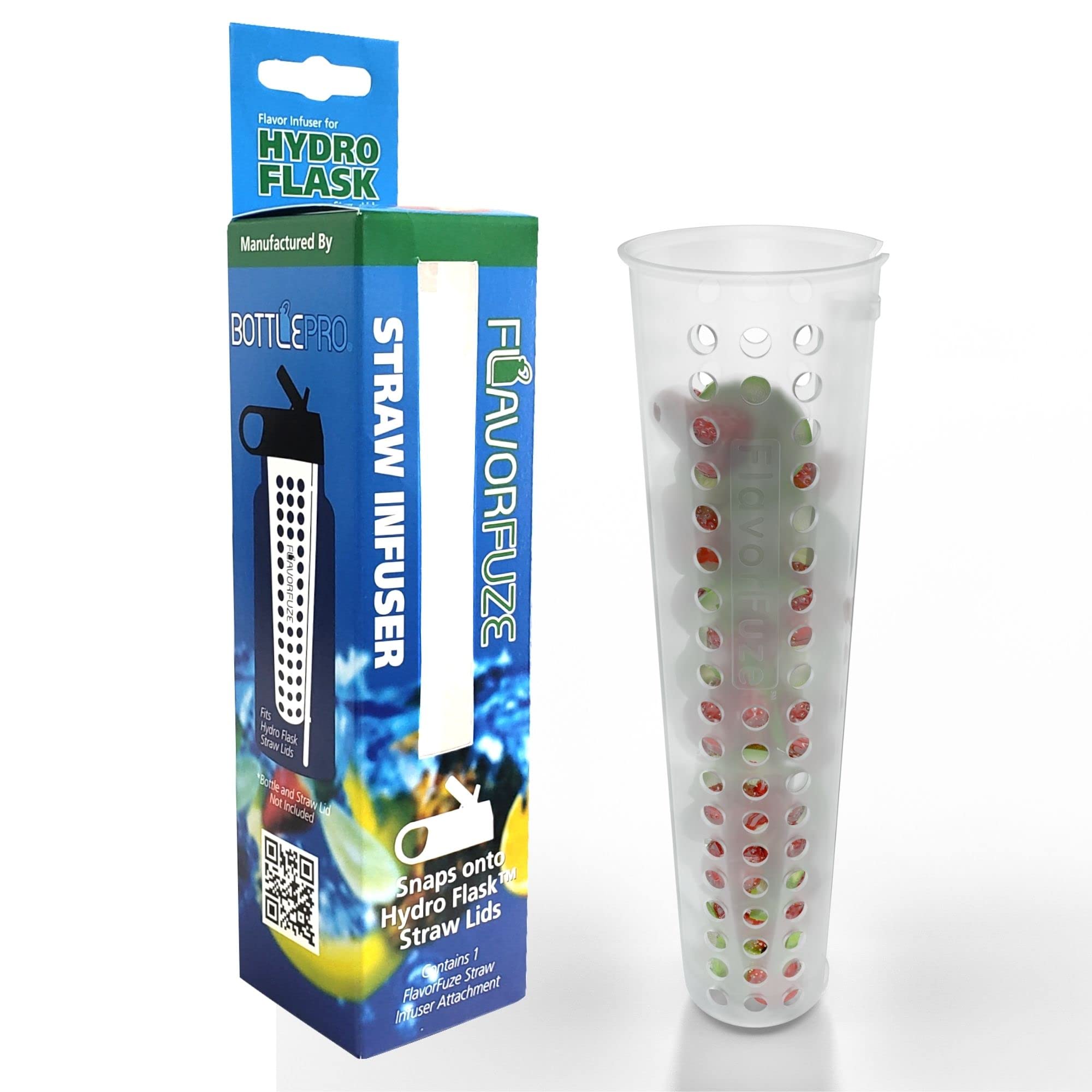 Flavorfuze Straw - Fruit Infuser Attachment, Compatible With Hydro Flask Straw Lids For 32 And 40 Ounce Wide Mouth Bottles (For