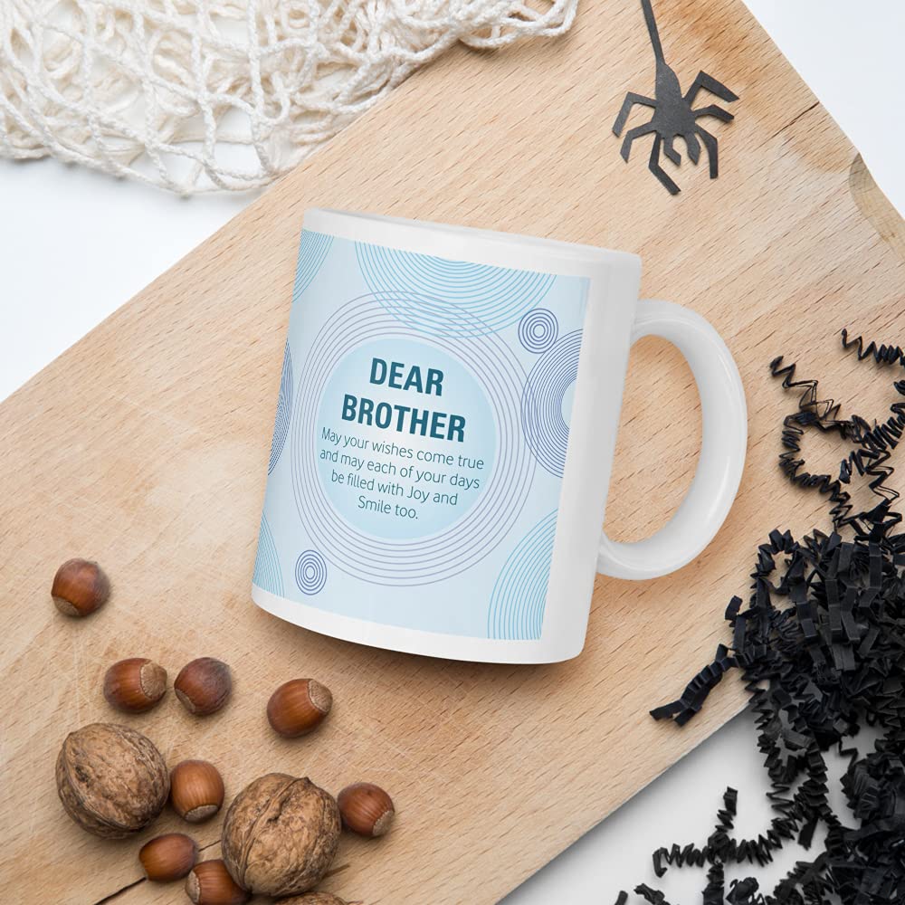 PRINTZILLA PZWM CM7 Microwave Safe Coffee Mug for Gift to Sister Brother Rakhi Birthday 300ml, Dear Brother