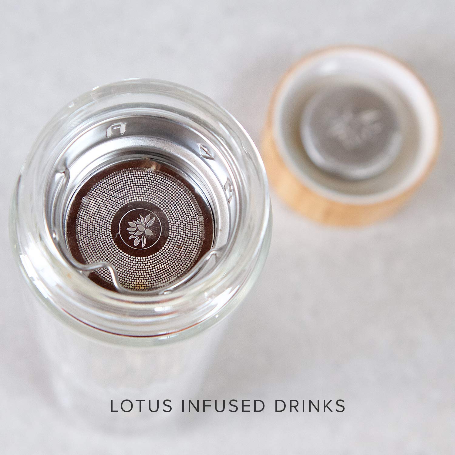 The Lotus Tea Tumbler Accessory Pack. Inc Strainer, Infuser, Bamboo Lid With Seal.