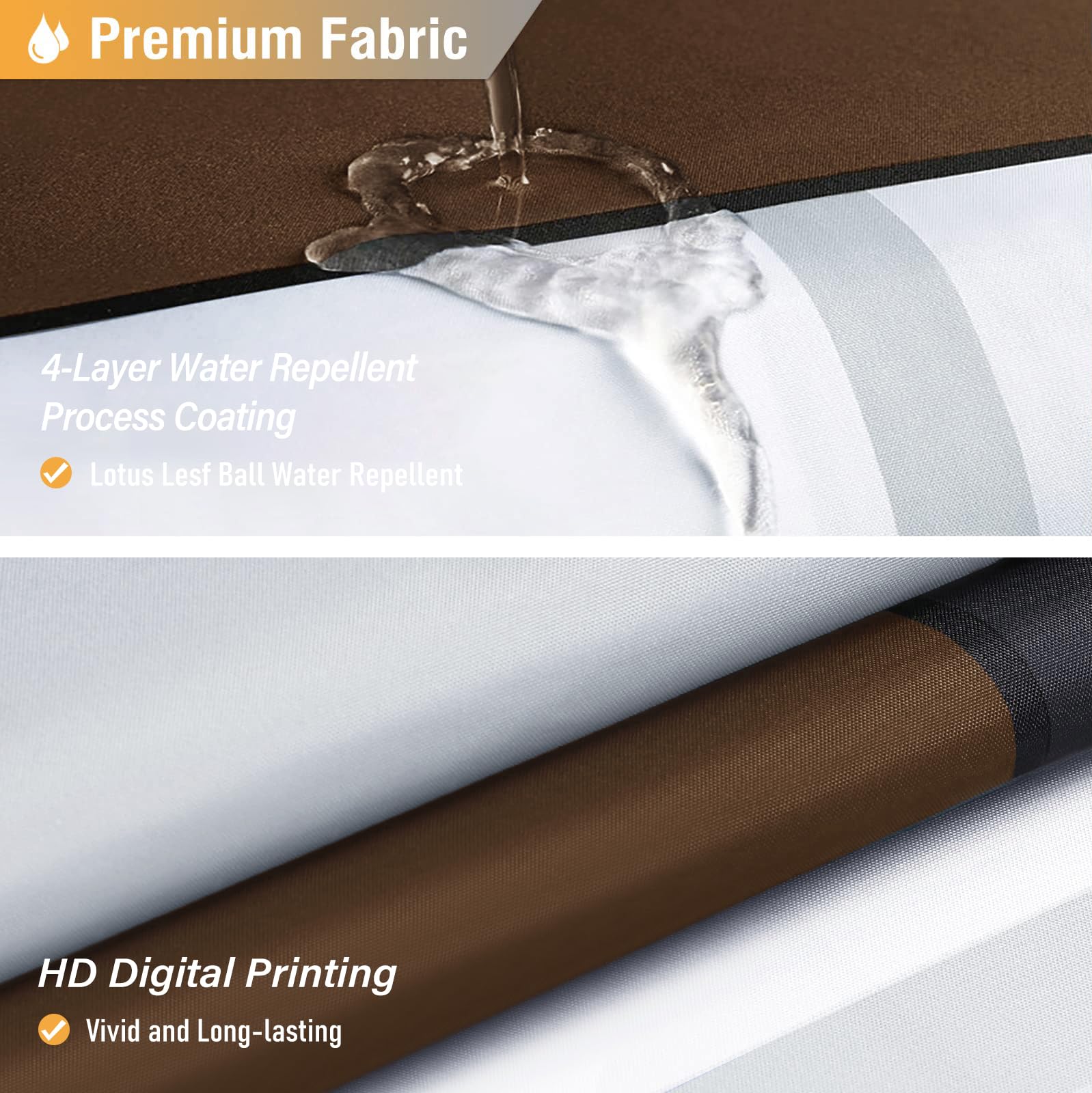 BTTN Brown Fabric Shower Curtain - Geometric Shower Curtain Set with 12 Plastic Hooks  Water Repellent  Machine Washable  Modern Decorative Polyester Cloth Shower Curtains for Bathroom - 72x72