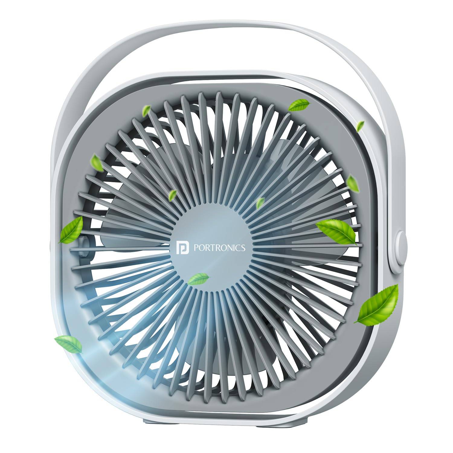 Portronics Coolcube Portable Desktop Fan With 2400Mah Battery, TypeC Charging, 360 Rotation, 3 Speed Modes Up To 2500 Rpm, Bldc