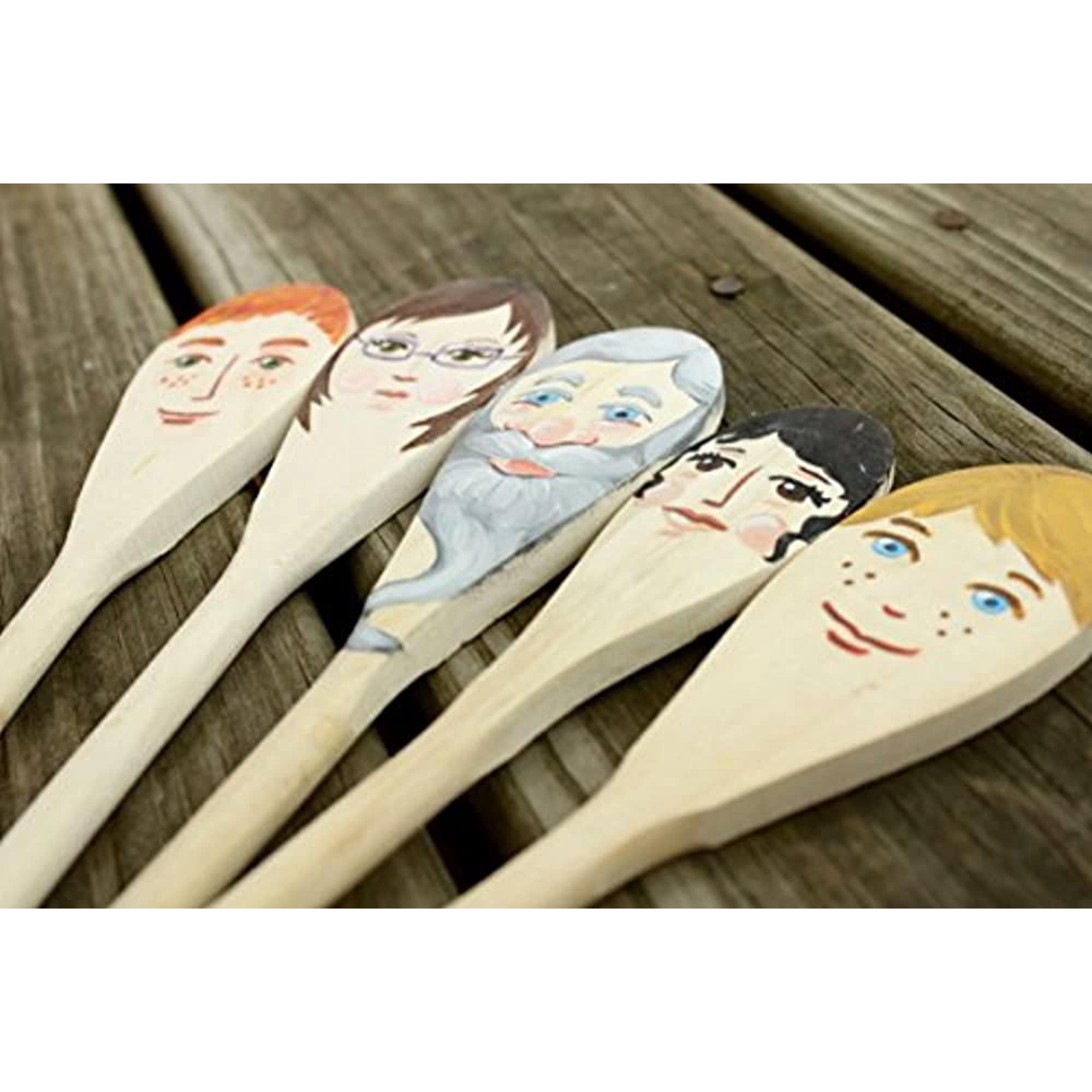 Kitchen Wooden Spoons Mixing Baking Serving Utensils Puppets 10 In - 12 Pack