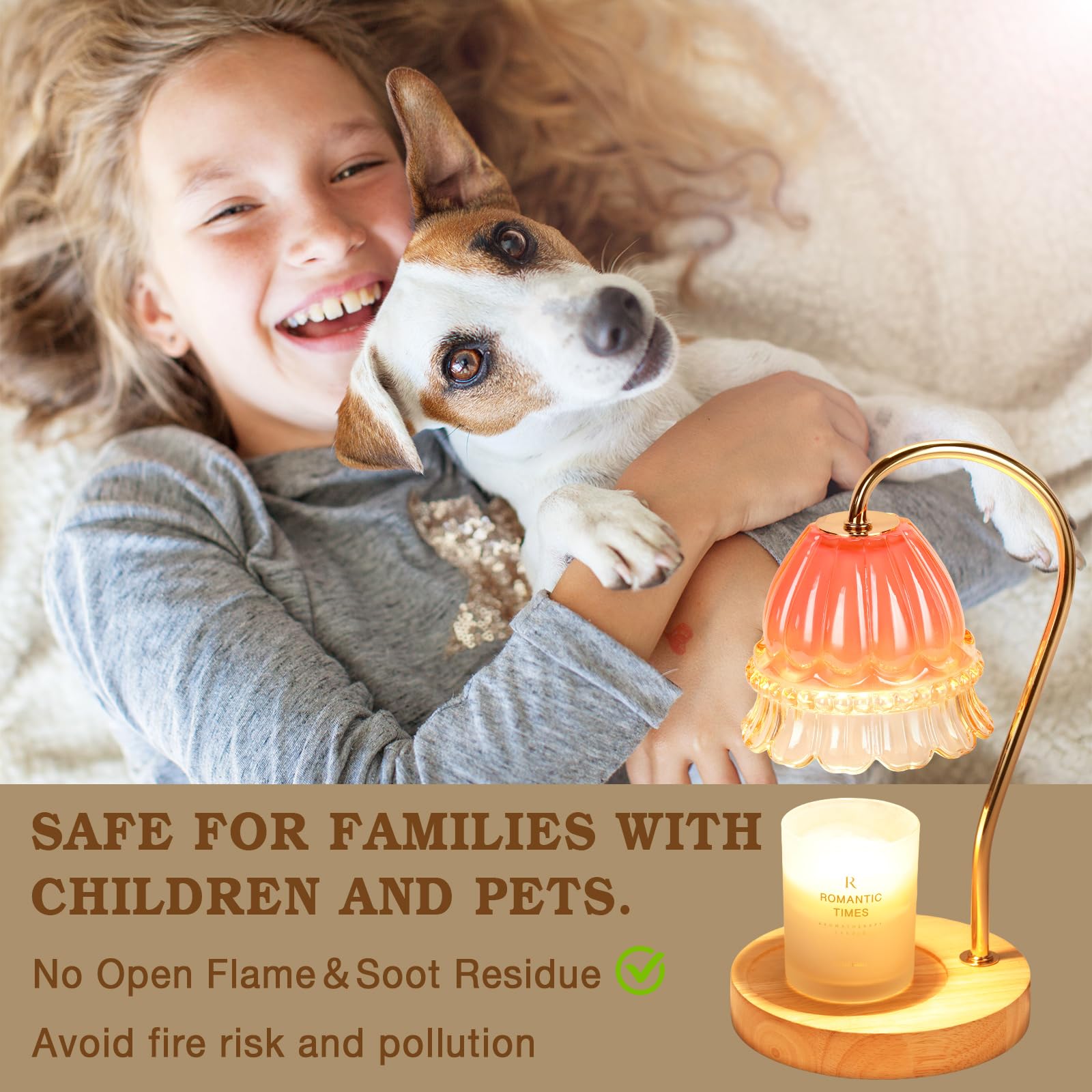 Flower Candle Warmer Lamp with Timer, Wax Warmer, Height Adjustable, Birthday Gifts for Women, Mom, Sister, Candle Lamp Warmer C
