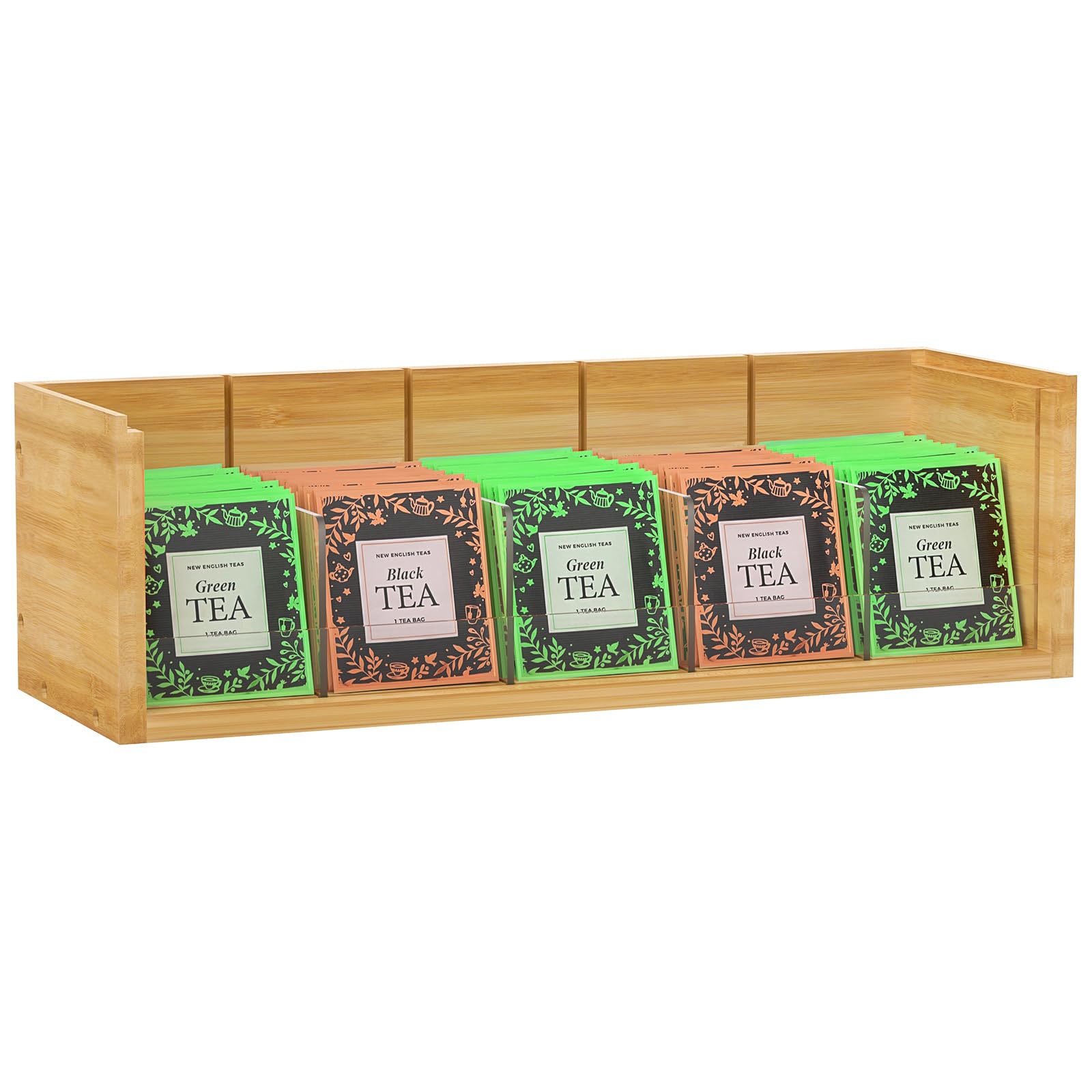 X-Cosrack Bamboo Tea Bag Organizer Storage Box Tea Organizer For Countertop Wall Mount Tea Bag Holder Tea Chest Teabag Station F