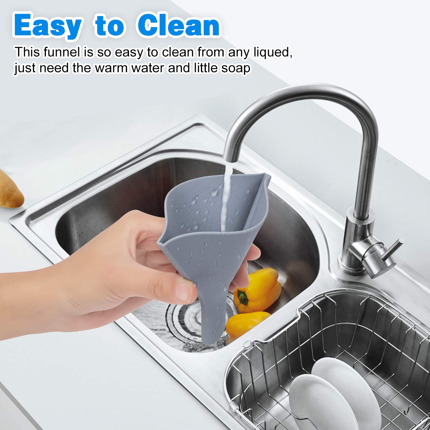 Tinkeep Fan-Shaped Silicone Funnel For Filling Bottles Collapsible Funnel For Kitchen Use Foldable Funnel For Water Bottle Liqui