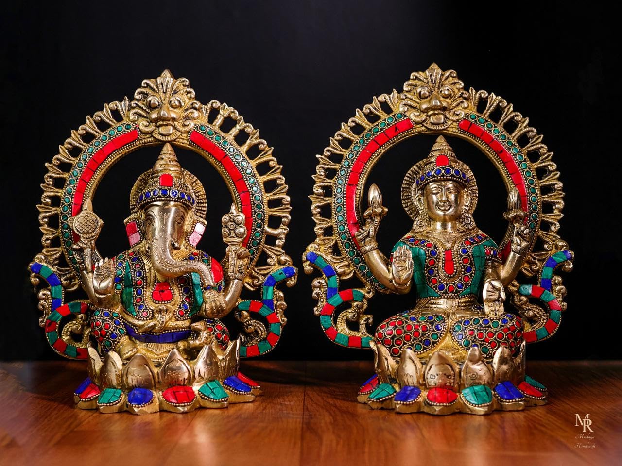 Mridaya Brass Lakshmi Ganesh Statue - 25 Cm Intricately Crafted Sculpture For New Beginnings, Wealth & Prosperity | Laxmi Ganesh