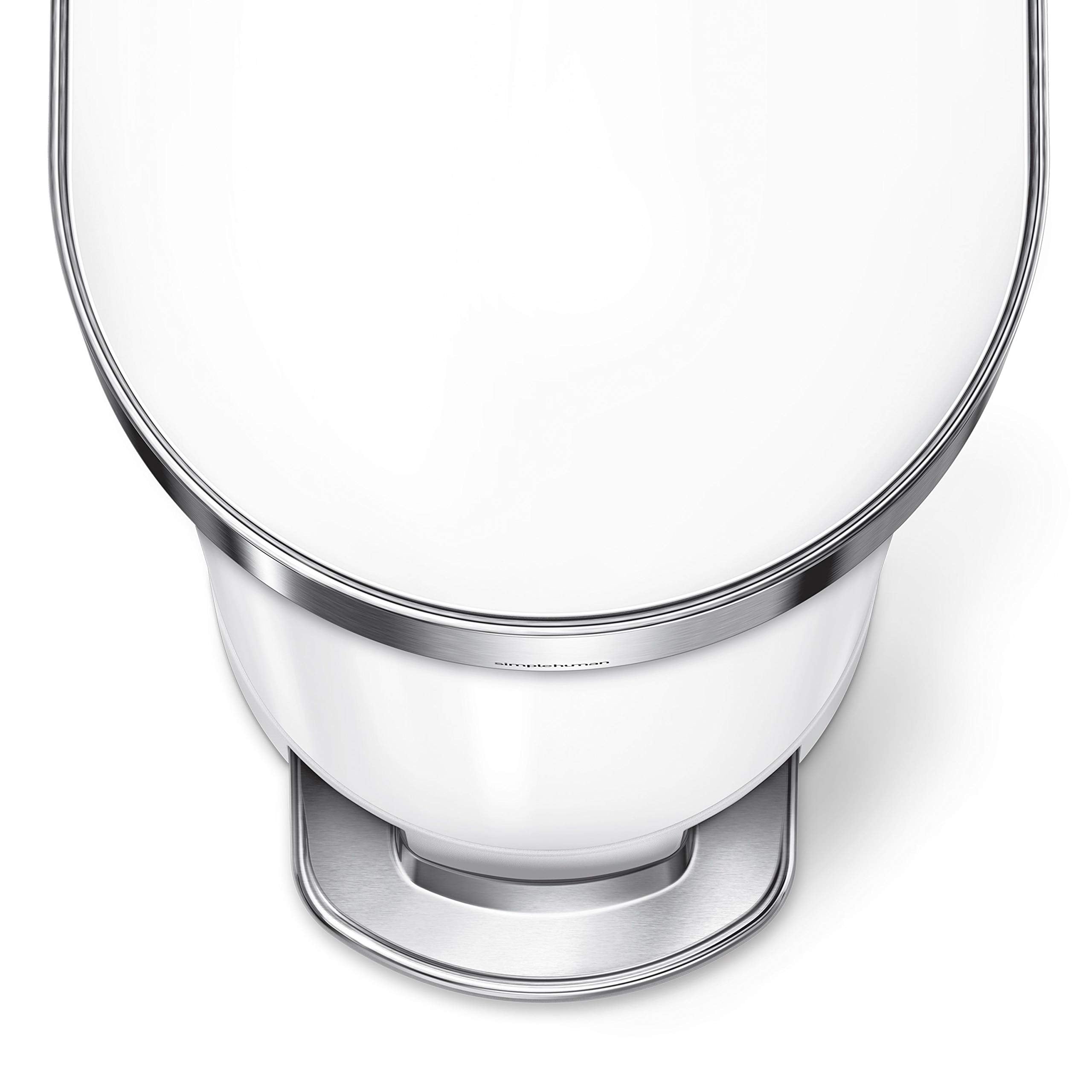 Simplehuman 45 Liter / 12 Gallon Slim Hands-Free Kitchen Step Trash Can, White Stainless Steel