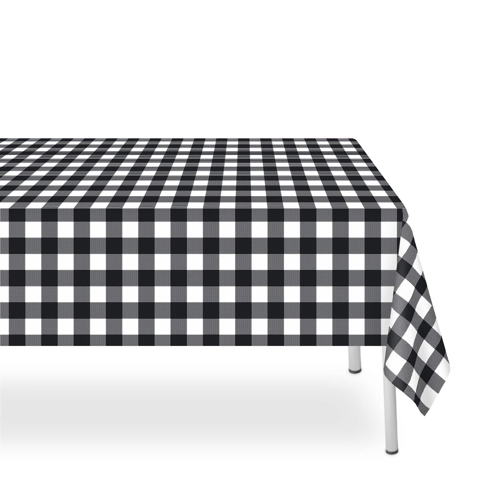 Likajon 6 Pack Black And White Checkered Tablecloth, Black Plastic Table Cloths For Parties Disposable, 54 X 108 Inch Waterproof