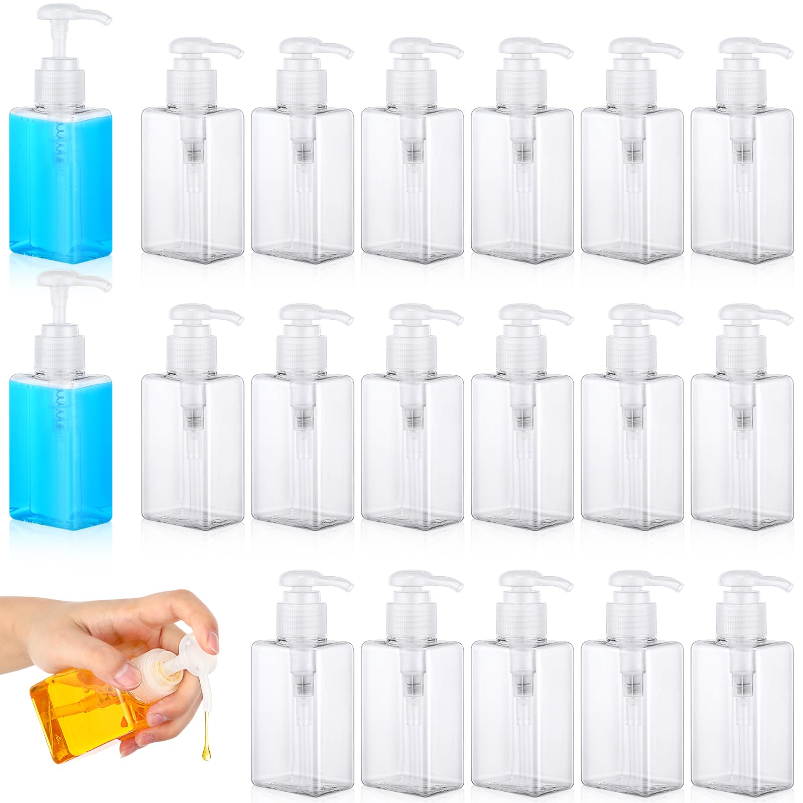 Domensi 24 Pcs 100Ml /3.4 Oz Pump Bottle Mini Travel Bottles Small Dispenser Bottles Plastic Pump Lotion Dispenser Empty Bottle