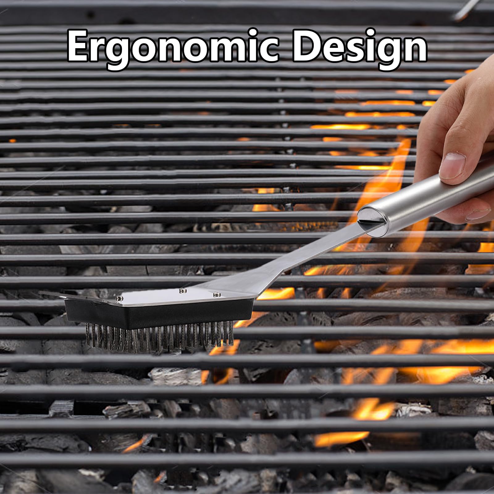 16.5    Grill Brush And Scraper With 2 Brush Replacements & 1 Screwdriver, Wire Bbq Grill Brush For Outdoor Grill, 304 Stainless