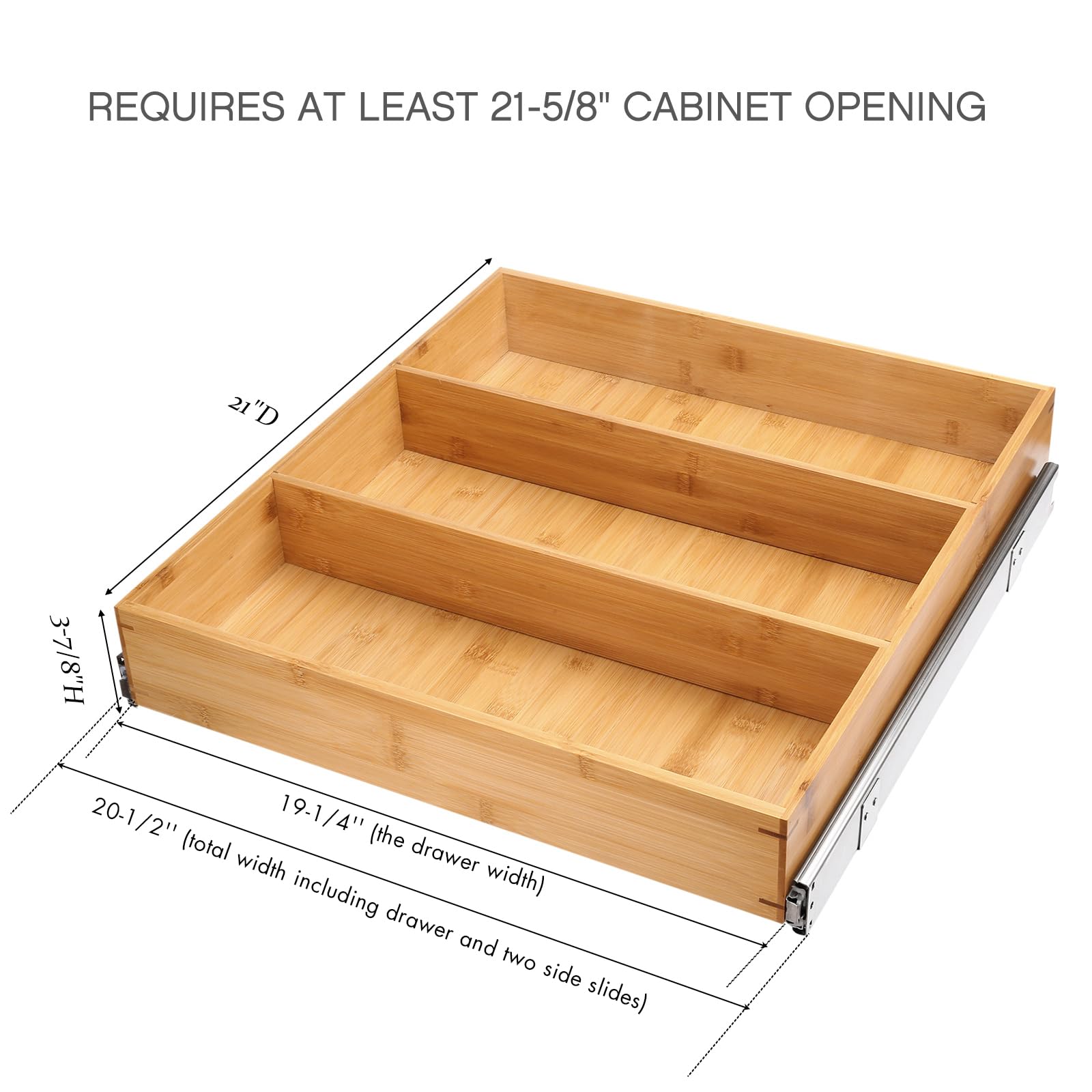 Pull Out Cabinet Drawer Organizer, Sliding Bamboo Wood Storage Rack Organization, Gliding Cupboard Shelf For Kitchen, Pantry, Sl