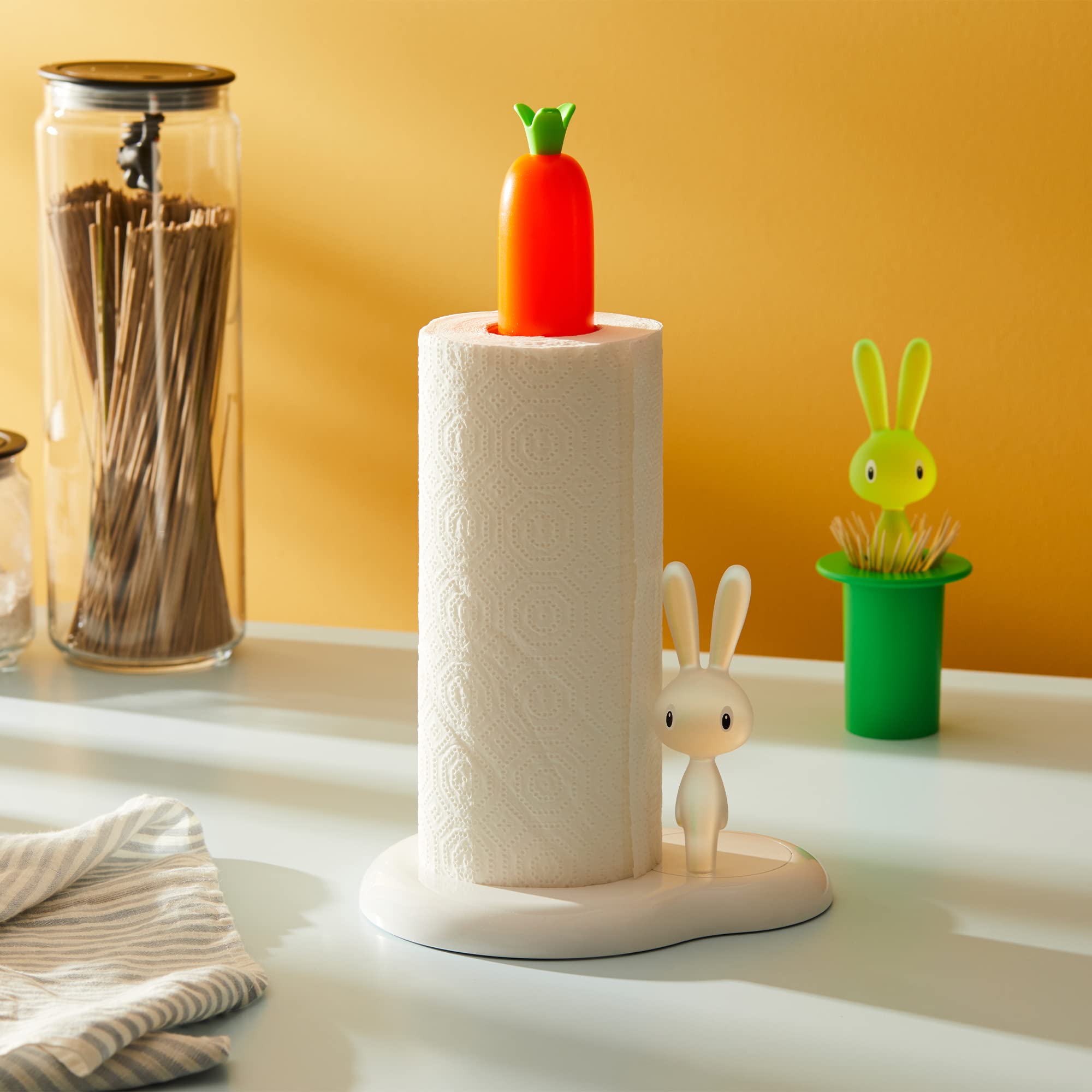 Alessi | Bunny & Carrot Asg42/H R - Design Kitchen Roll Holder, Thermoplastic Resin, White