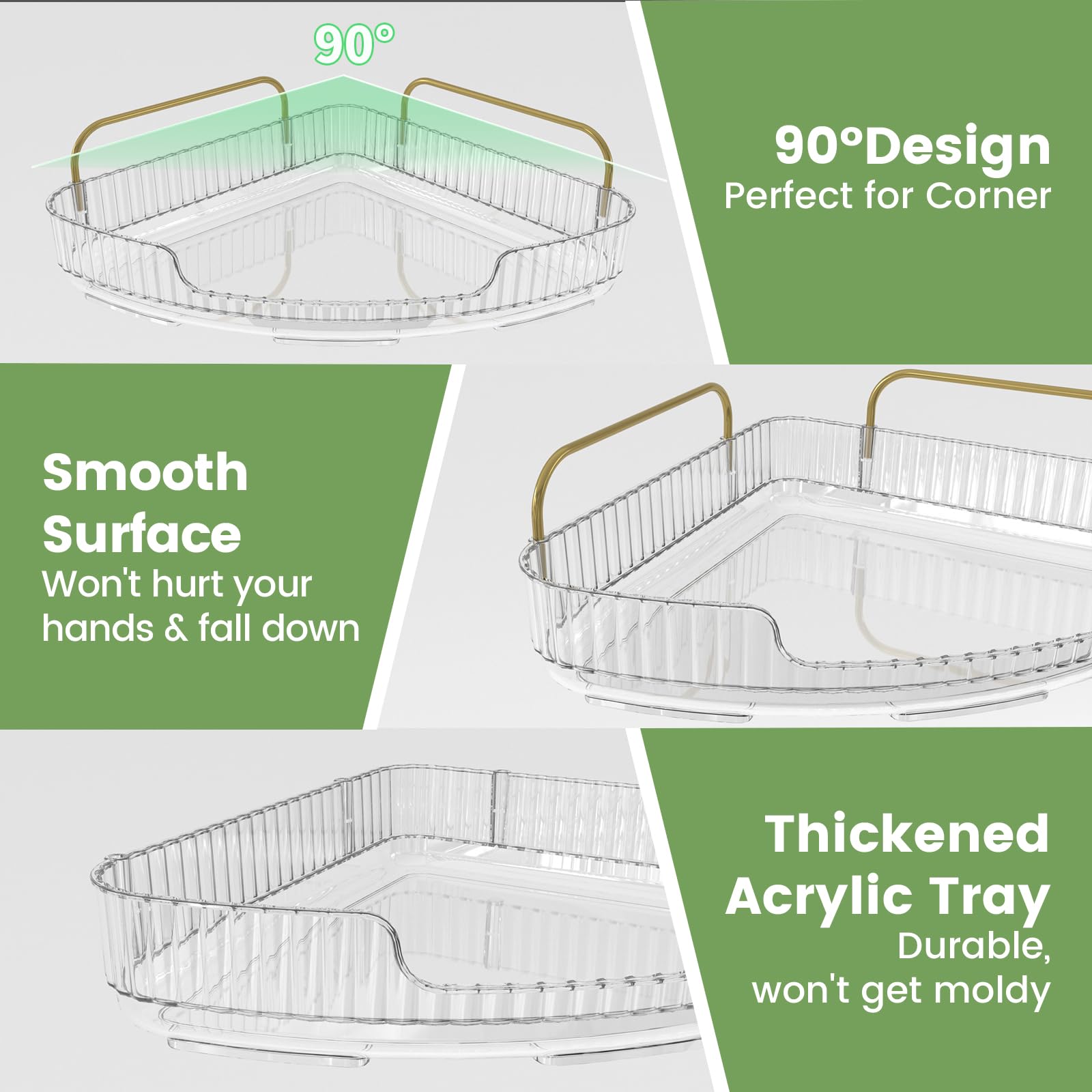 Acrylic Bathroom Tray, 2 Tier Corner Bathroom Organizer Countertop, Makeup Organizer For Vanity Dresser Kitchen, Corner Storage