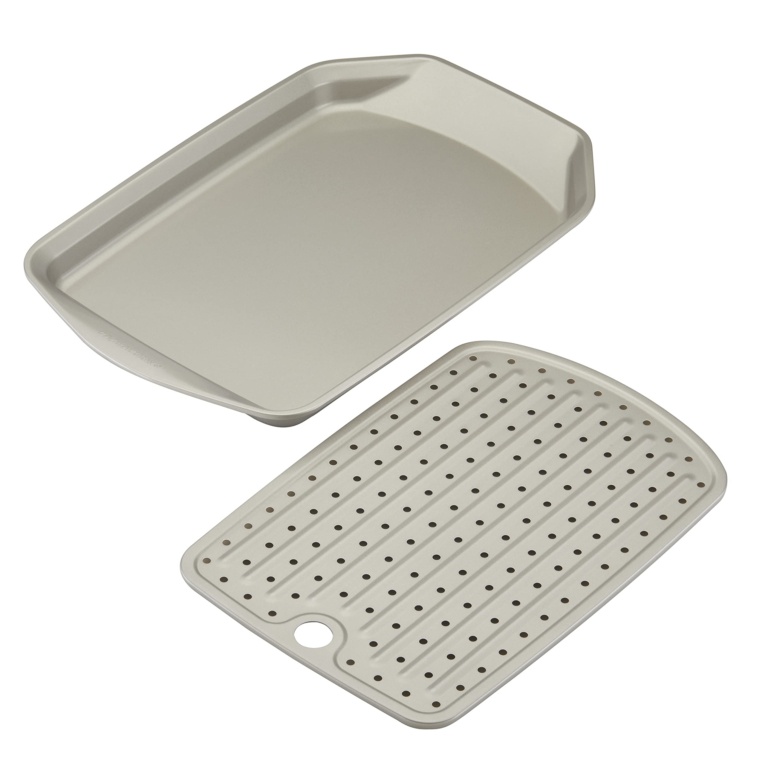 Rachael Ray Bakeware Nonstick Crisp And Slide Sheet Pan Set, 2 Piece, Gray