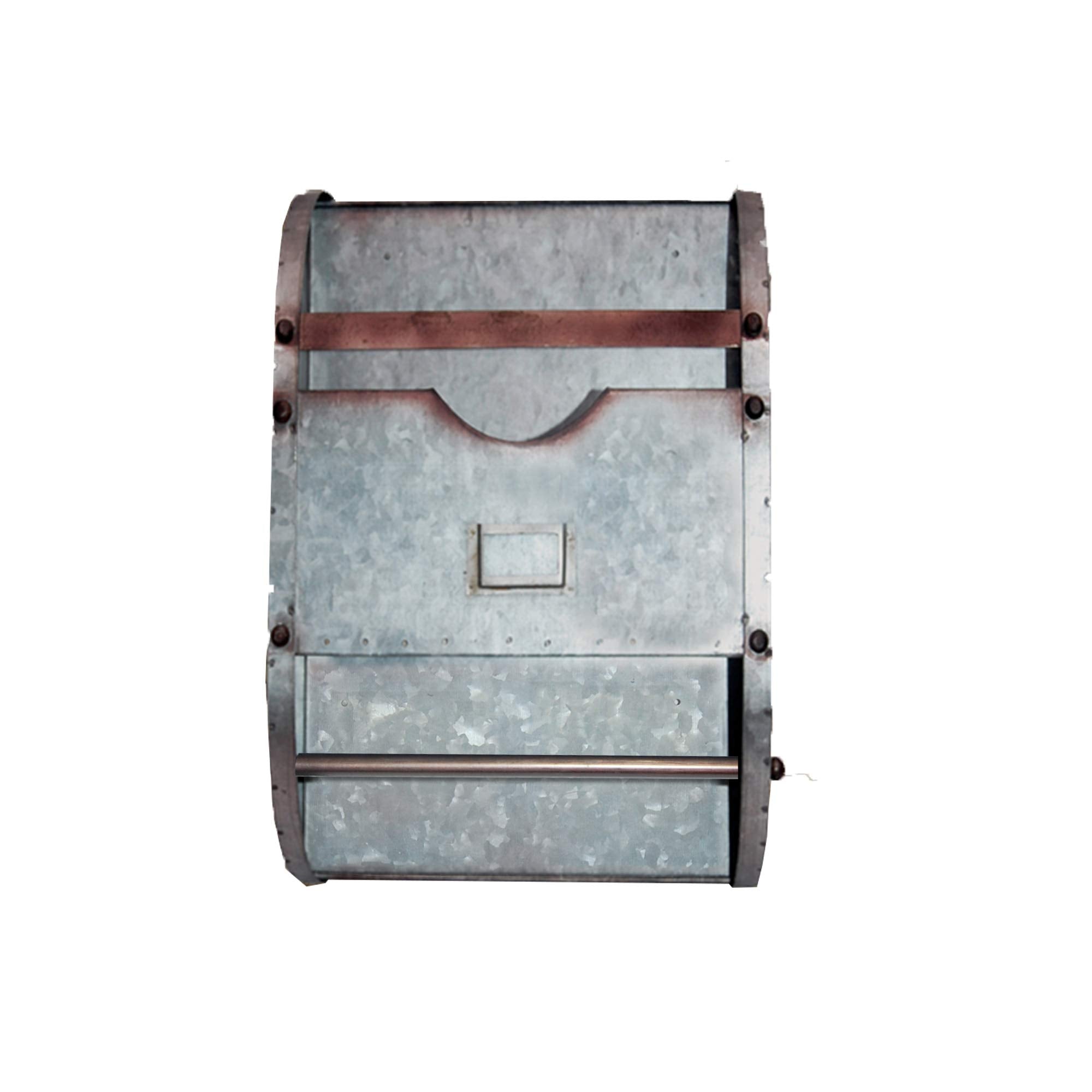 Benzara BM167291 Galvanized Metal Bathroom Caddy with Label Slot, Gray - 14 x 11.5 x 5.5 in.