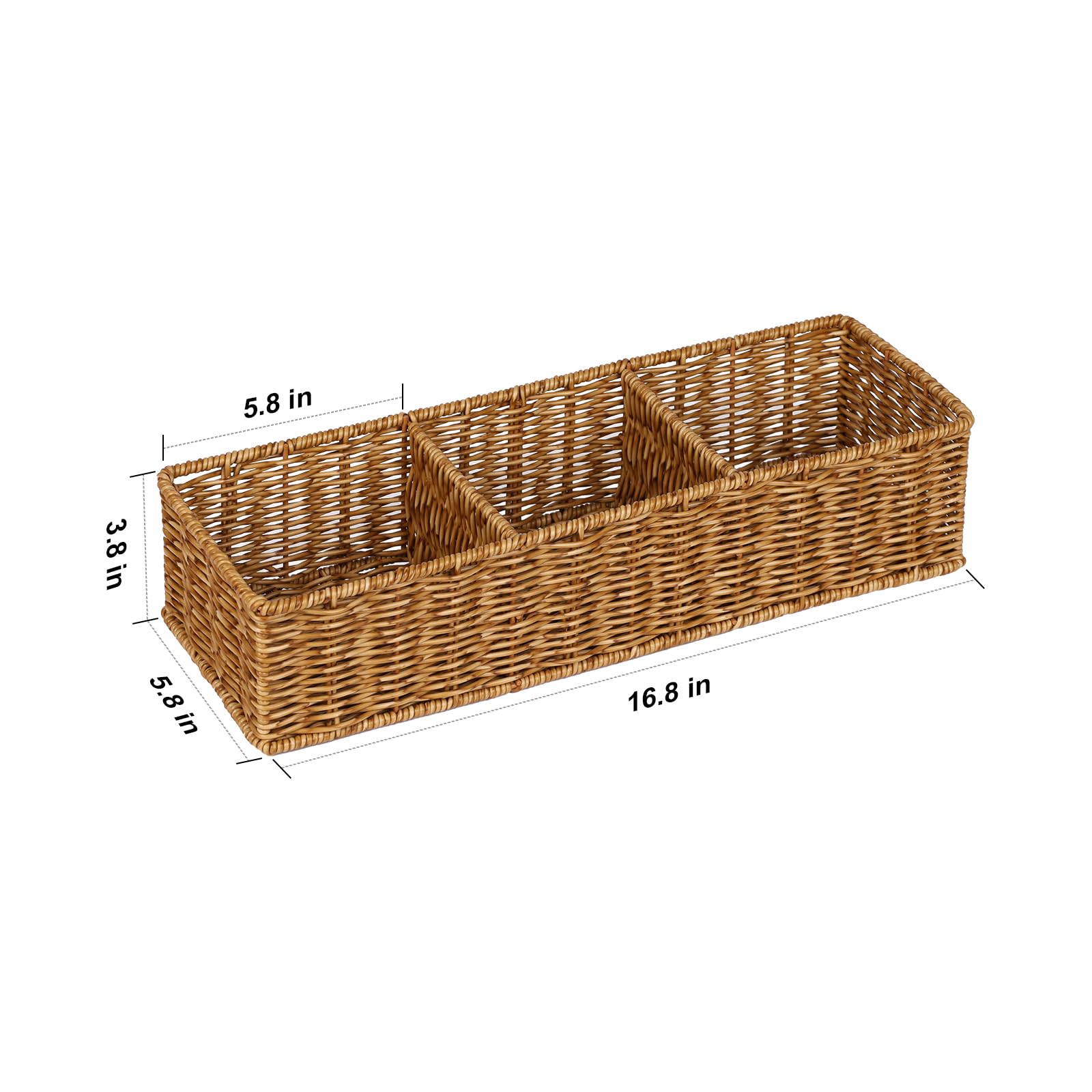 Wicker Toilet Paper Basket: 3 Water-resistant Compartments Organizer - Extra-Large Storage for Bulk Rolls & Toiletries (Farmhous