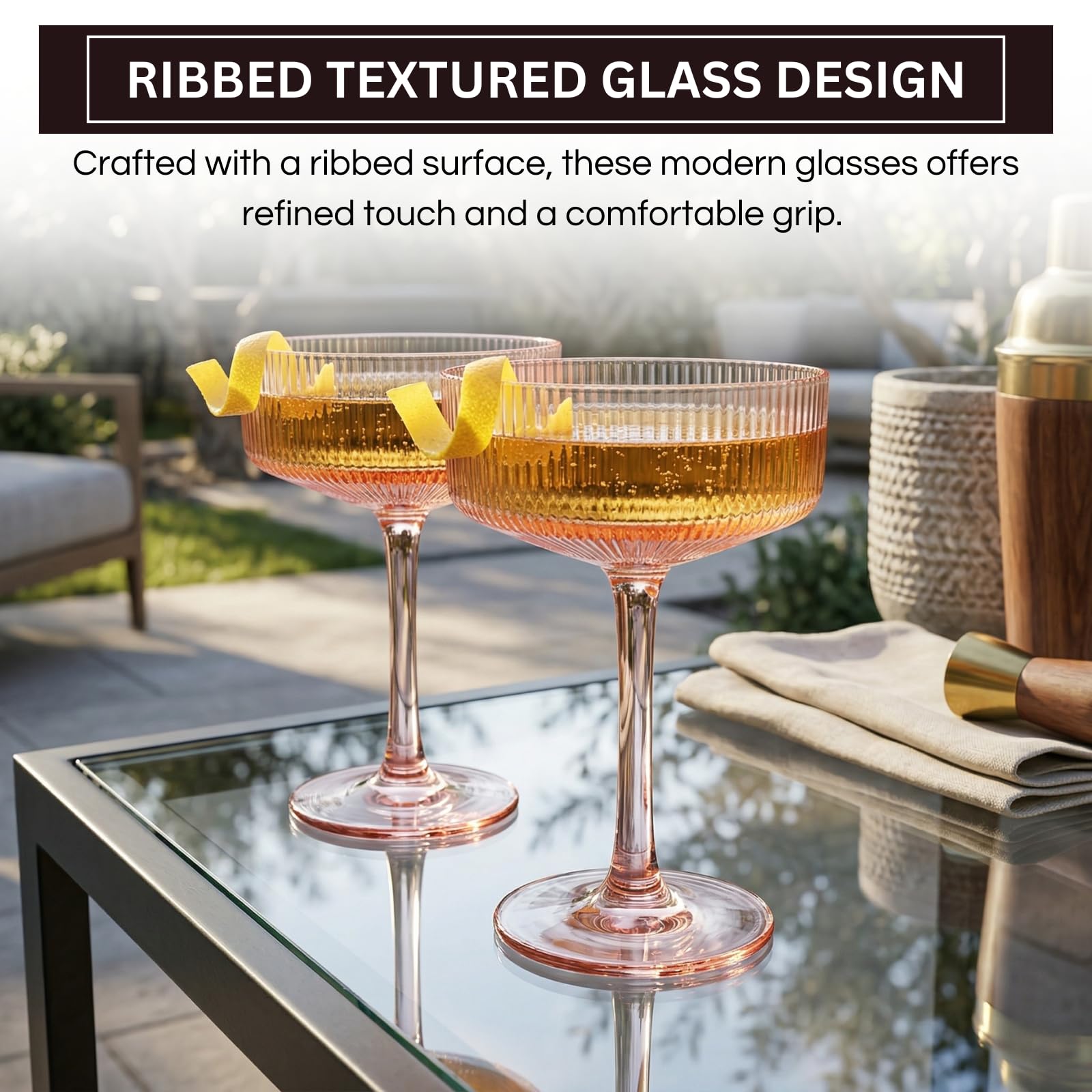 Madrid Acrylic Champagne Coupe Cocktail Glassware, Set of 2