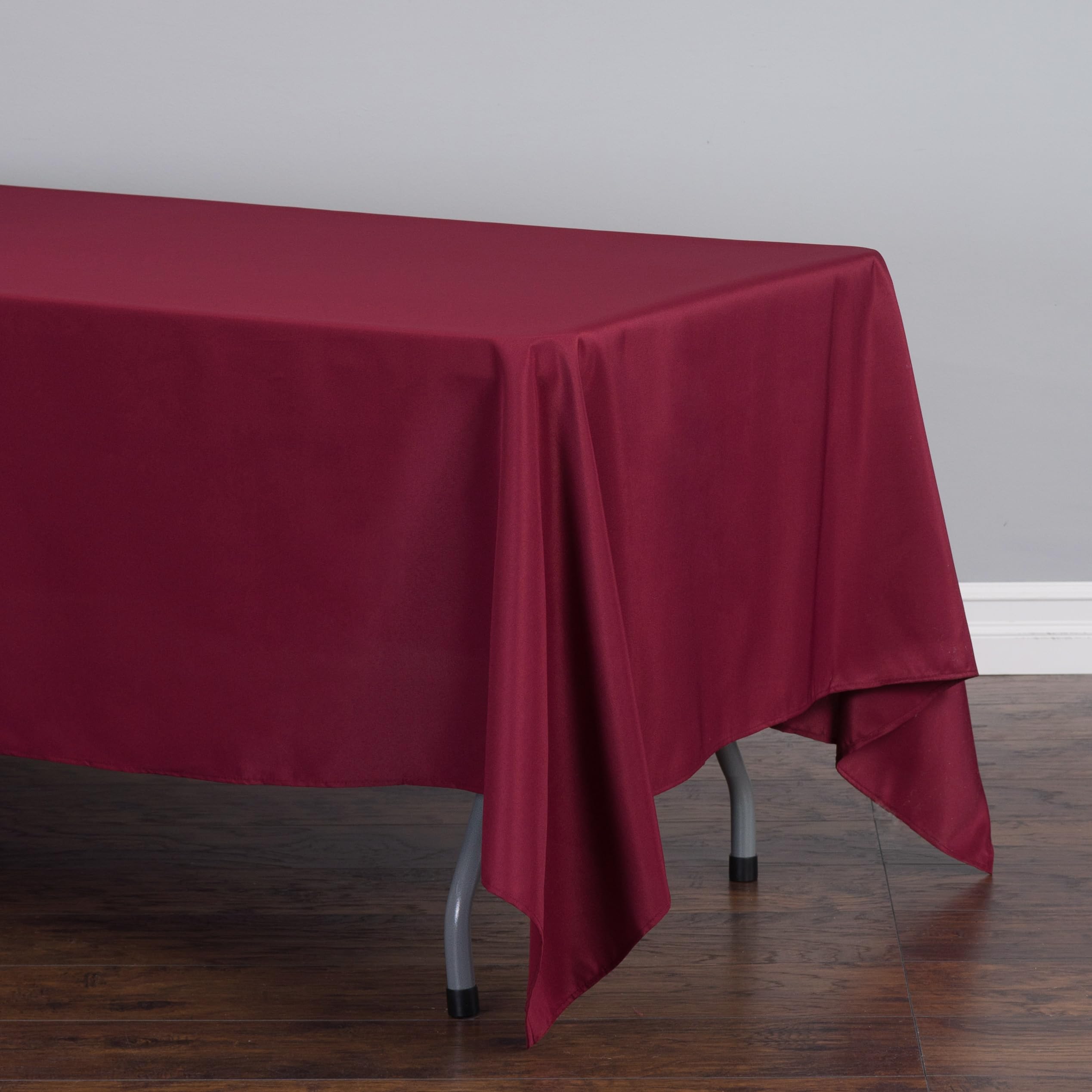 Ltc Linens 5 Pack Rectangular Tablecloths Burgundy 70 X 120 Inch For 6 Or 8 Ft Rectangle Banquet Tables With Half-Drop - Stain A
