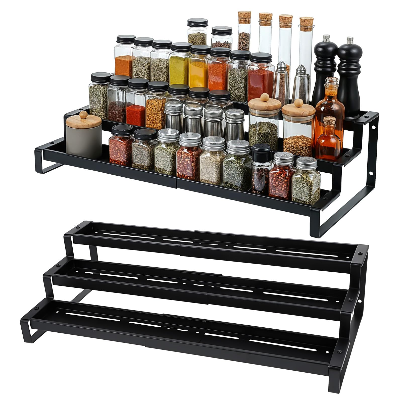 3Tier Spice Rack Organizer for Cabinet Expandable Spice Organization Shelf