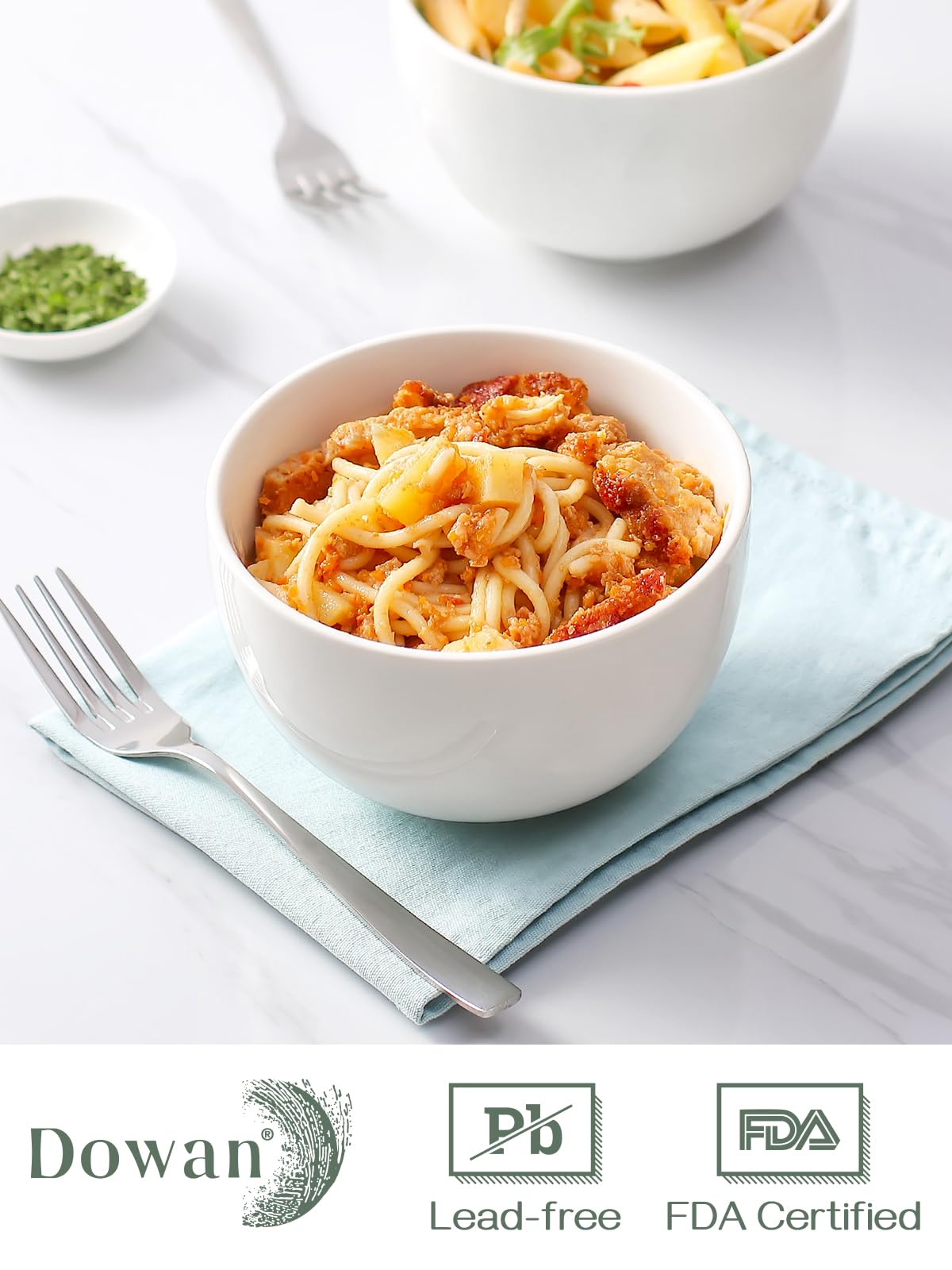 Dowan 5.8  Deep Soup Bowls & Cereal Bowls - 30 Ounces Large Bowls Set Of 4 For Kitchen - White Ceramic Bowls For Cereal, Soup,