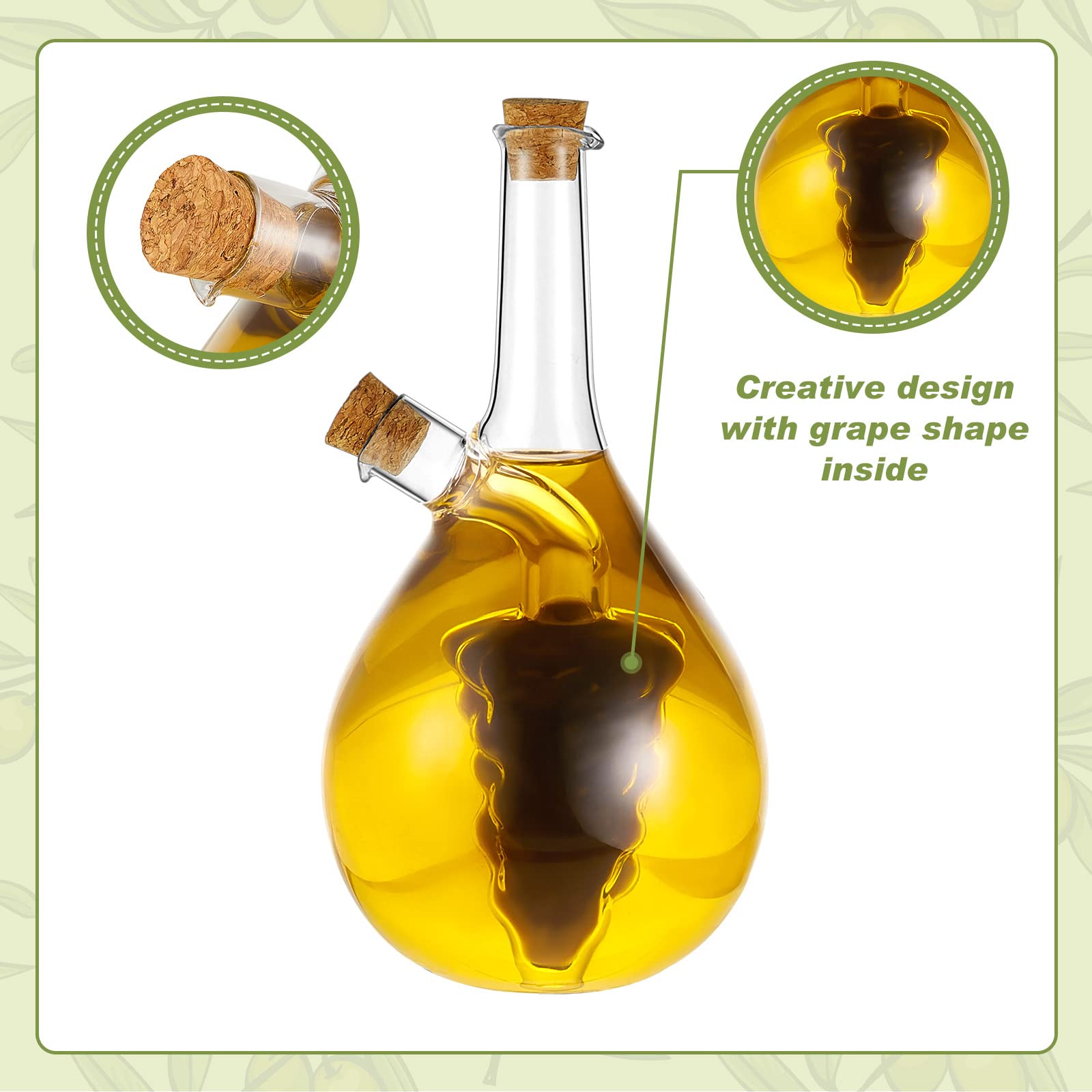 Suclain 2 Pcs Olive Oil And Vinegar Dispenser Set 2 In 1 Glass Oil Bottles For Kitchen Olive Soy Sauce Cruet Dispenser Double Po