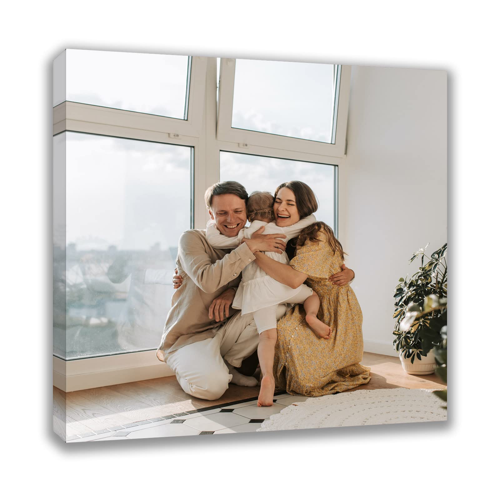 Custom Canvas Prints With Your Photos (18X18, Framed Canvas) Custom Framed Wall Art Personalized Canvas Pictures For Pet/Family