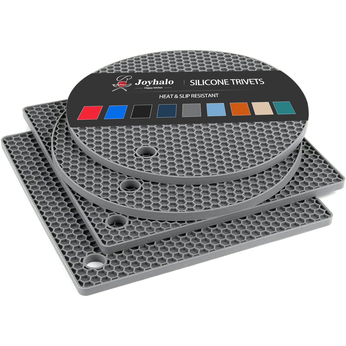 Joyhalo Trivets For Hot Dishes - Hot Pads For Kitchen, Silicone Pot Holders For Hot Pots And Pans, Silicone Mats For Kitchen Cou