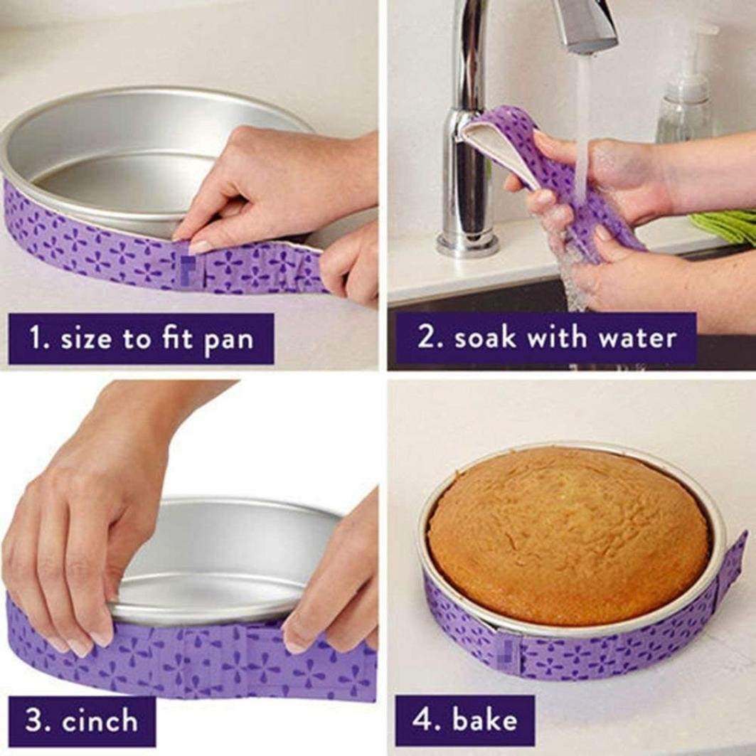 Mity Rain 4-Piece Cake Pan Dampen Strips, Super Absorbent Thick Cotton Strips For Baking, Cake Leveler And Baking Supplies
