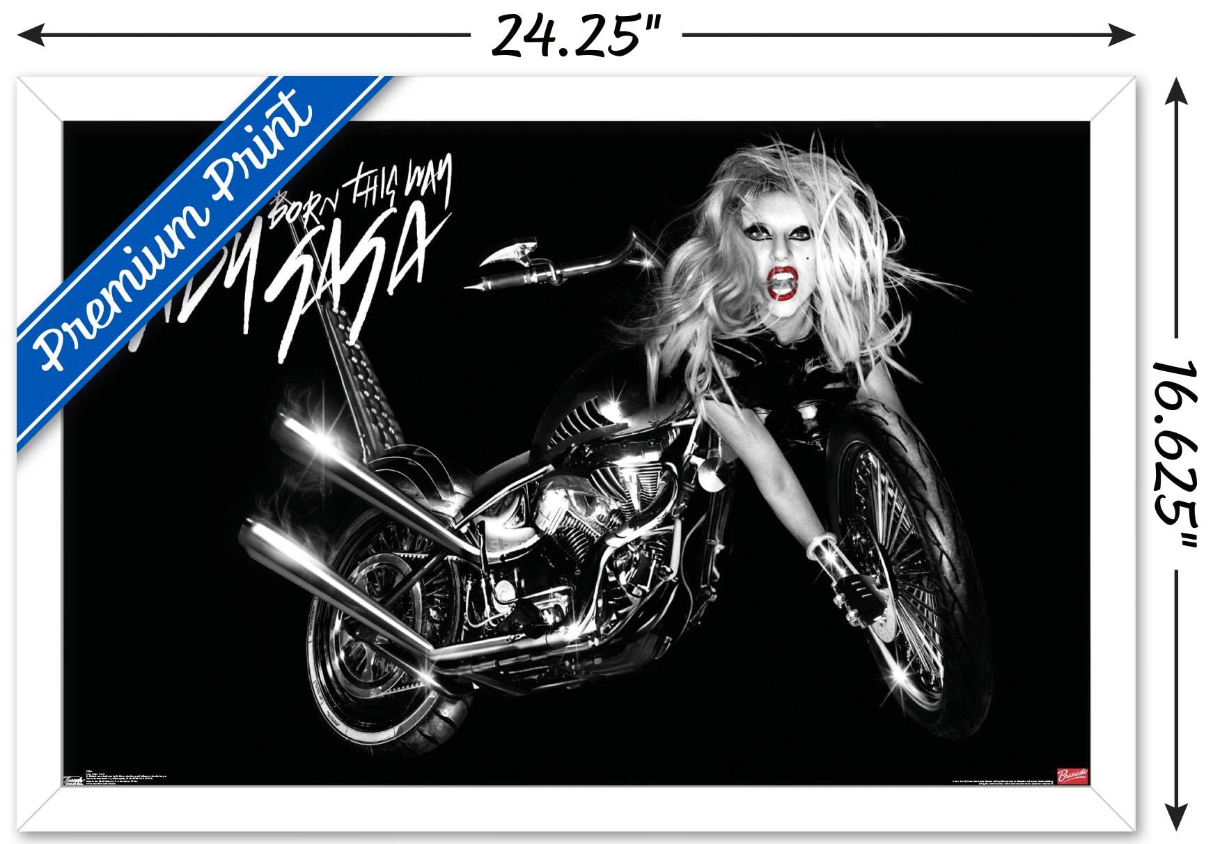 Trends International Lady Gaga - Cover Wall Poster, 14.725'' X 22.375'', White Framed Version