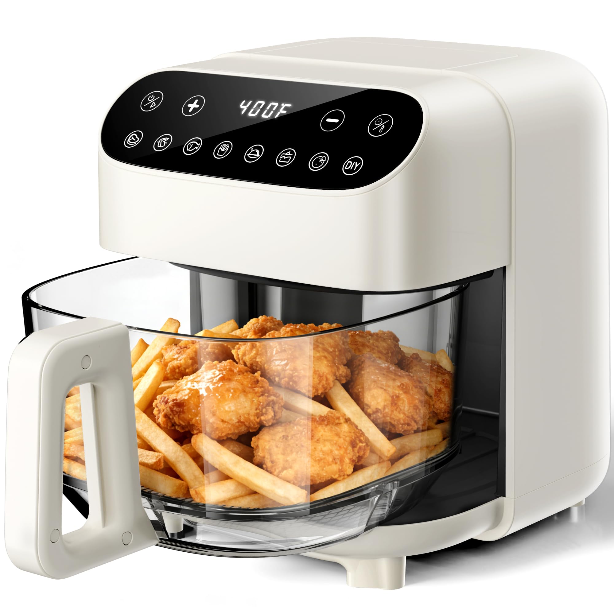 Kismile 5QT Glass Air Fryer, BPA-Free Non Toxic AirFryer with Digital Touch Control, 1500W Portable Airfryer, Dishwasher Safe Ba