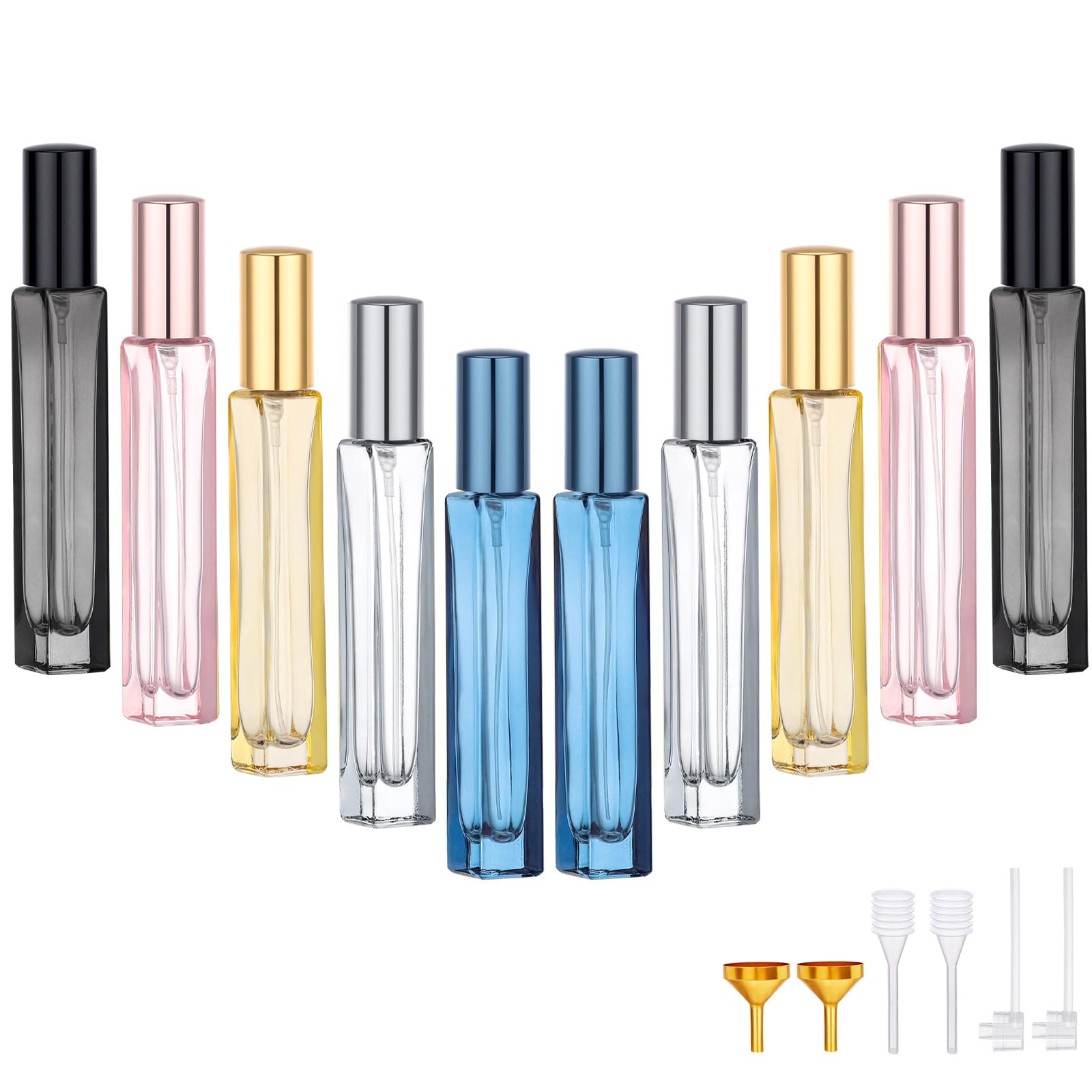 Segbeauty 0.34Oz Mini Glass Refillable Perfume Bottle Travel, 10Pcs 10Ml Portable Empty Glass Perfume Atomizer Bottle, Small Tra