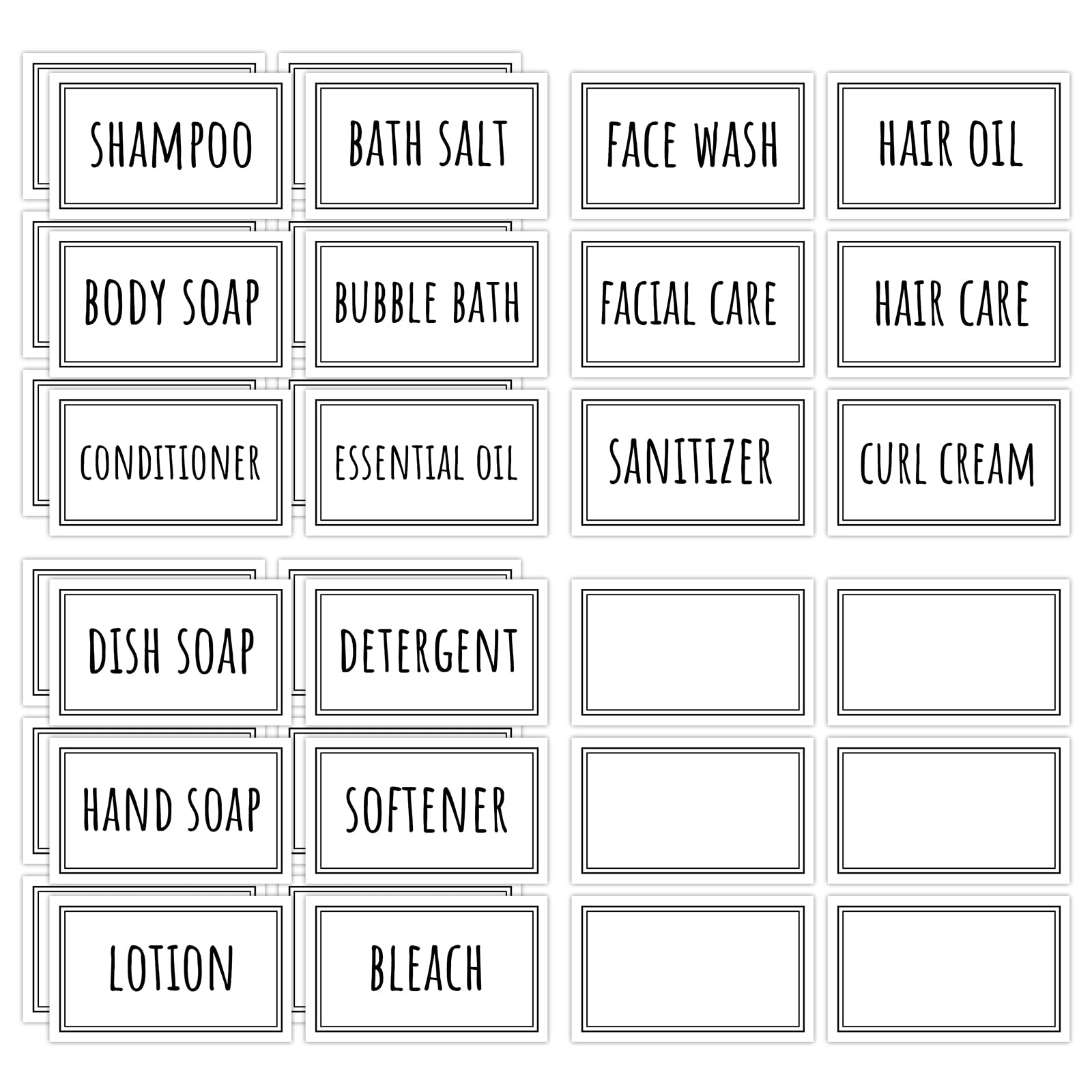 Segbeauty Self-Adhesive Waterproof Labels, 36Pcs Bathroom Labels Laundry Labels, Removable Cleaning Labels Diy Blank Stickers So