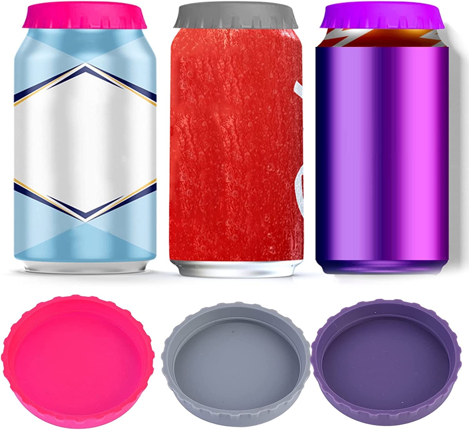 2 Pcs Blue Silicone Coke Can Covers Flexible Reusable Food Grade Leak Proof Protection Soda Silicone Can Lids For Kitchen Must-H