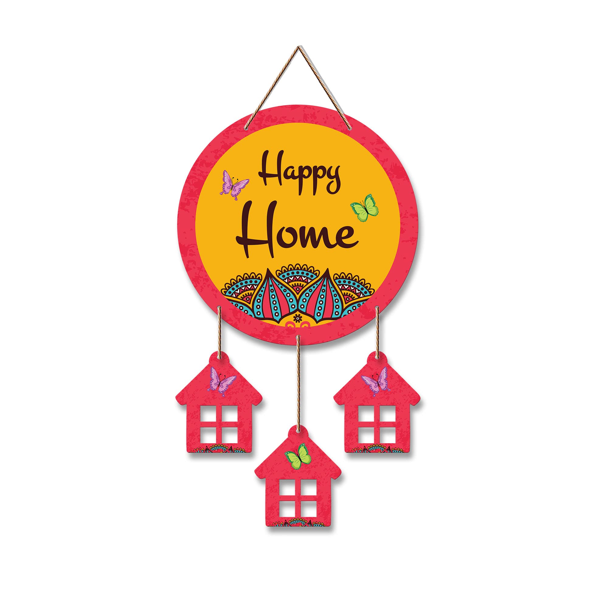 Artvibes Happy Home Designer Wooden Wall Hanging Decoration Items for Home | Gifts | Wooden Hanger | Mdf Decorative for Living R