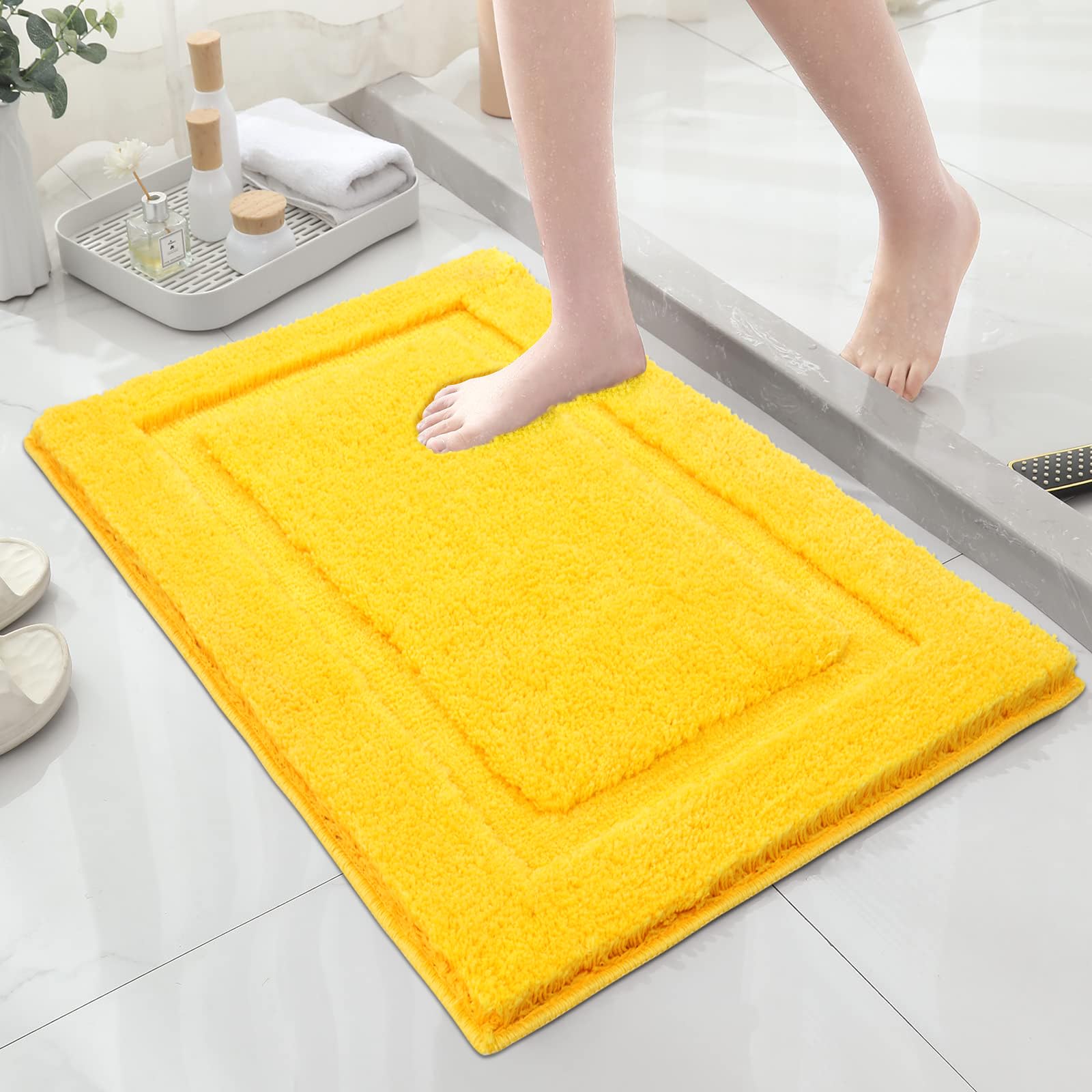 SHACOS Super Soft Bathroom Rugs Small 16x24 inch Microfiber Bath Rugs Non Slip Washable Bath Mats Absorbent Bathroom Mats for Ba